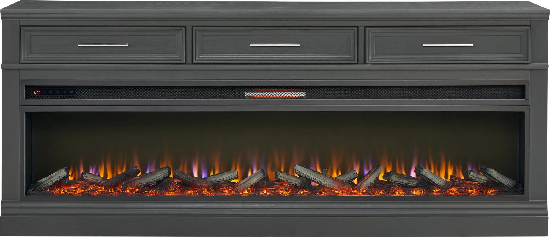 Stephenson Dark Gray 78" Console with Electric Log Fireplace