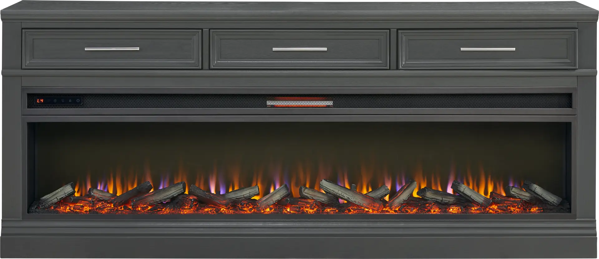 Stephenson Dark Gray 78" Console with Electric Log Fireplace