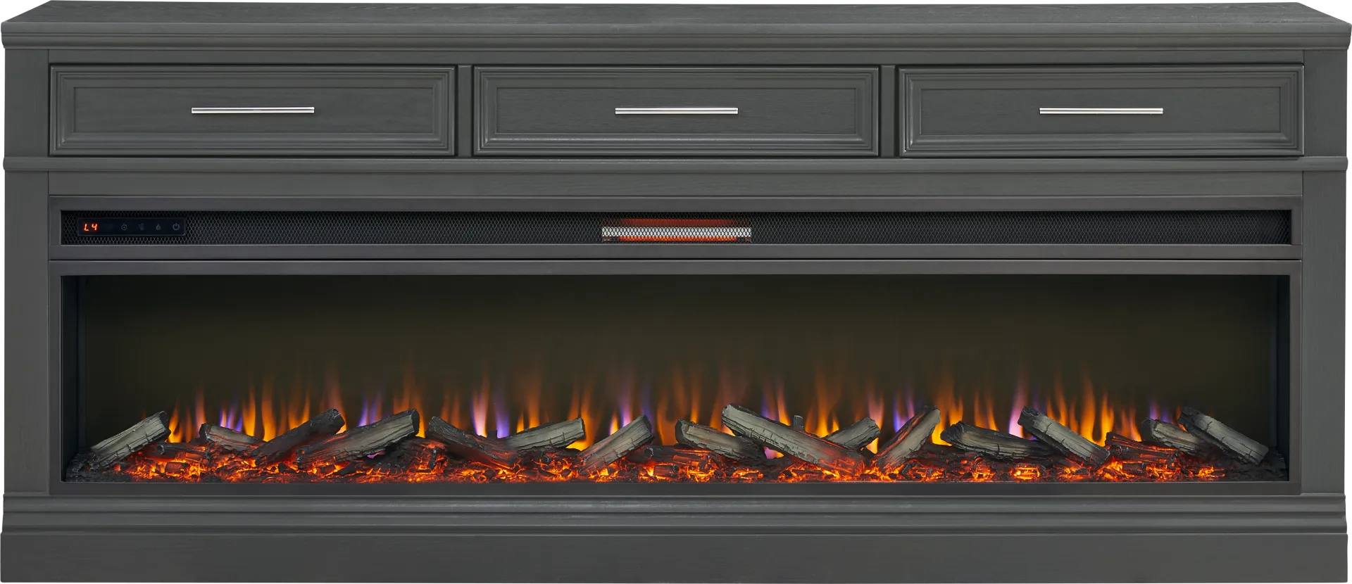 Stephenson Dark Gray 78" Console with Electric Log Fireplace - Image 1