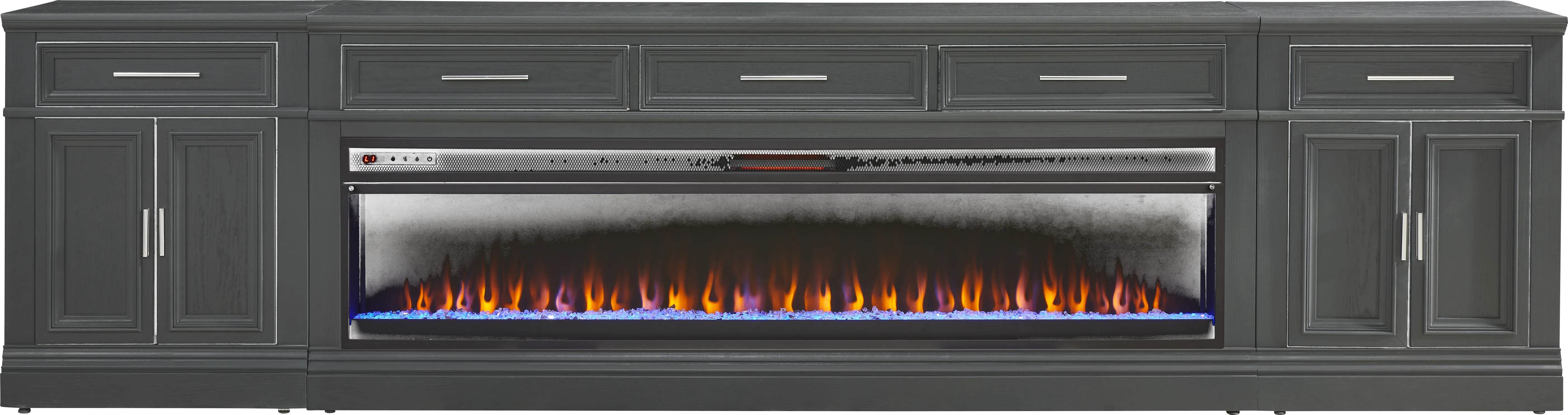 Stephenson Dark Gray 4 Pc Console with Electric Fireplace - Thumbnail - Image 1
