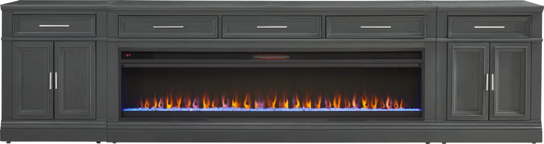 Stephenson Dark Gray 4 Pc Console with Electric Fireplace