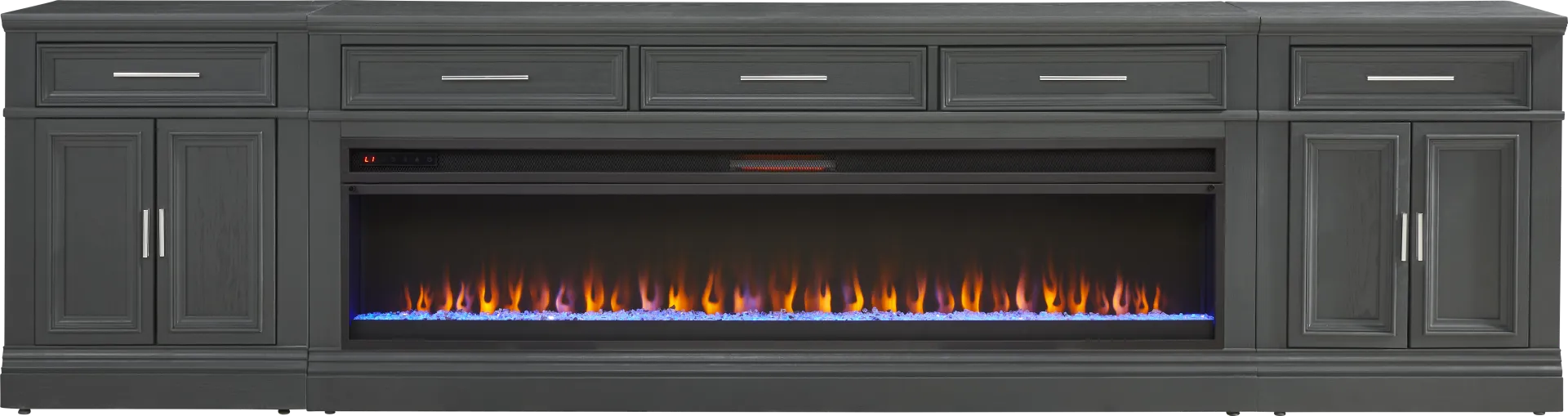 Stephenson Dark Gray 4 Pc Console with Electric Fireplace