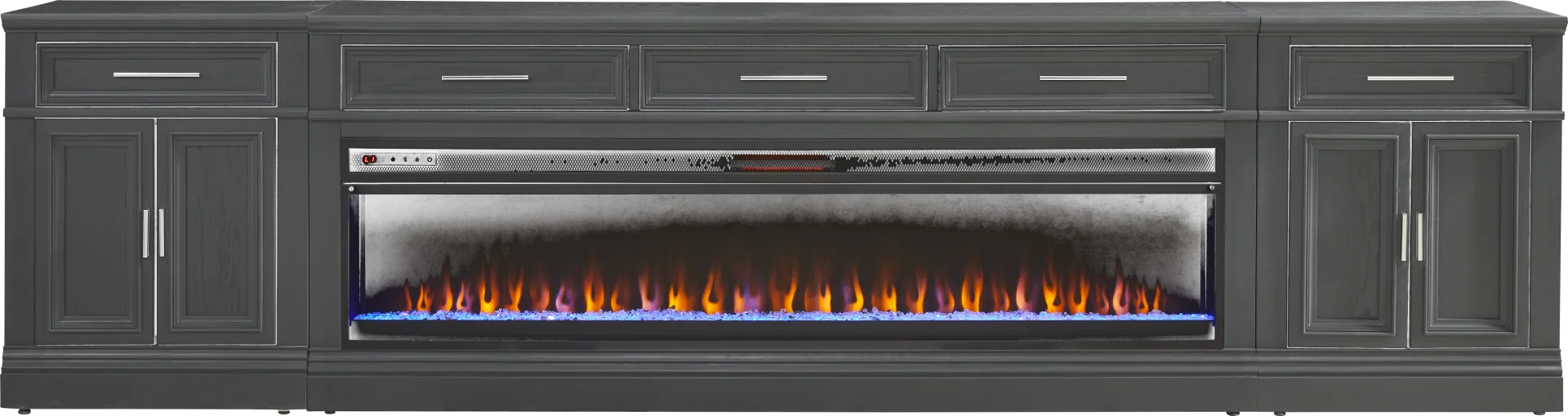 Stephenson Dark Gray 4 Pc Console with Electric Fireplace - Image 1