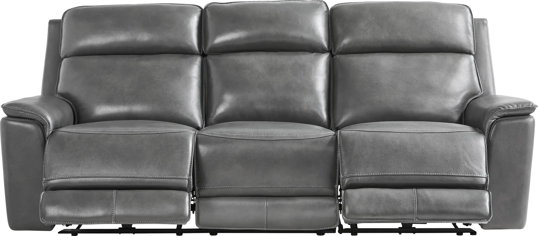 Magellan Smoke Leather Dual Power Reclining Sofa