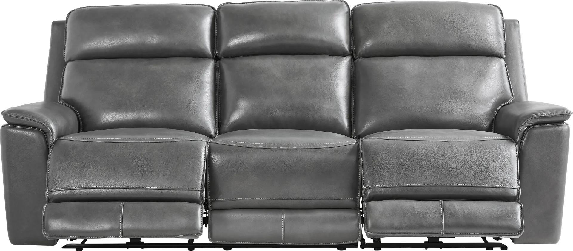 Magellan Smoke Leather 7 Pc Dual Power Reclining Living Room - Image 2