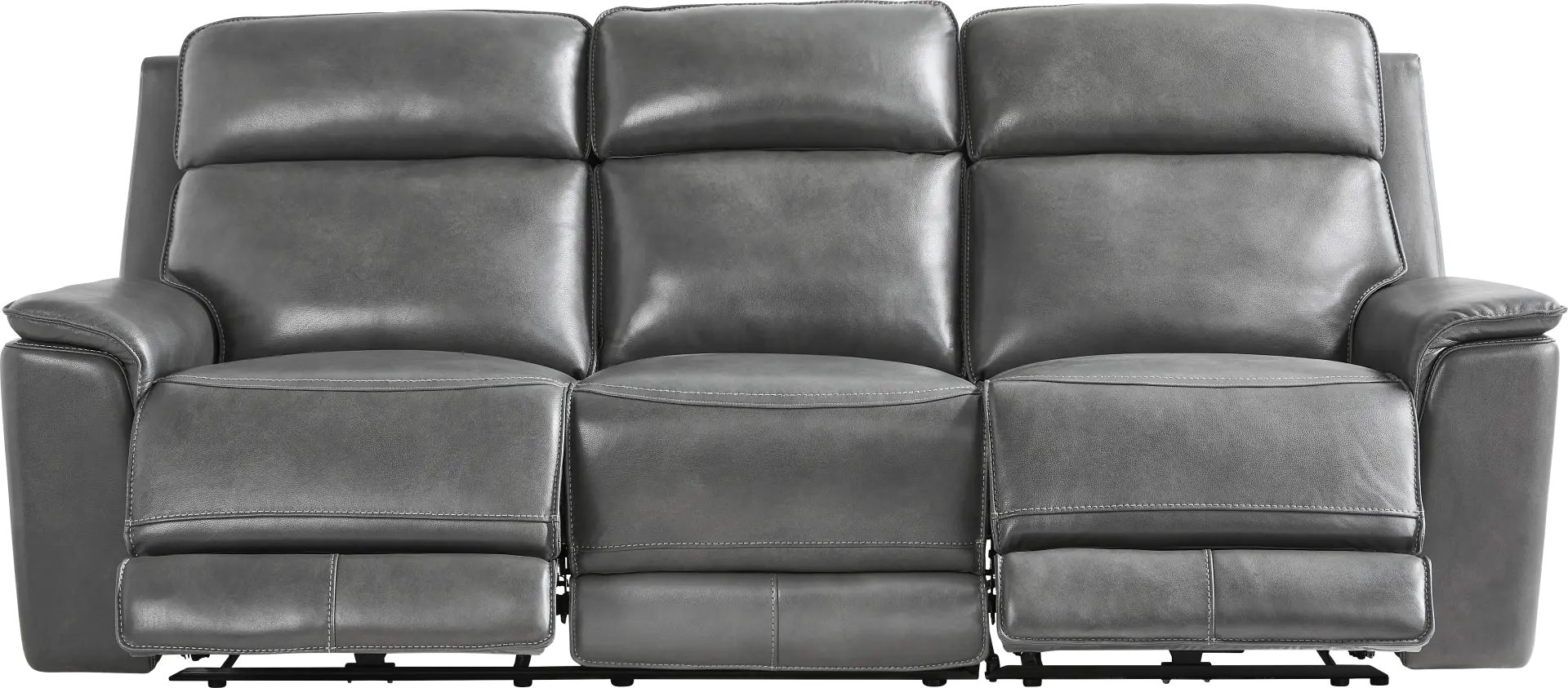 Magellan Smoke Leather Dual Power Reclining Sofa