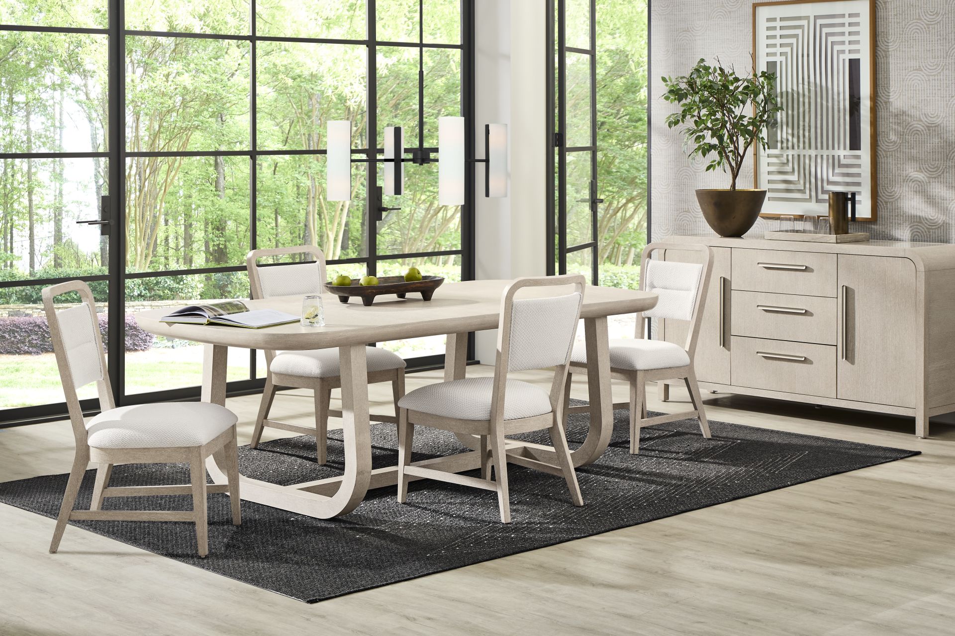 Canyon Light Gray 5 Pc Dining Room with Upholstered Chairs - Image 1