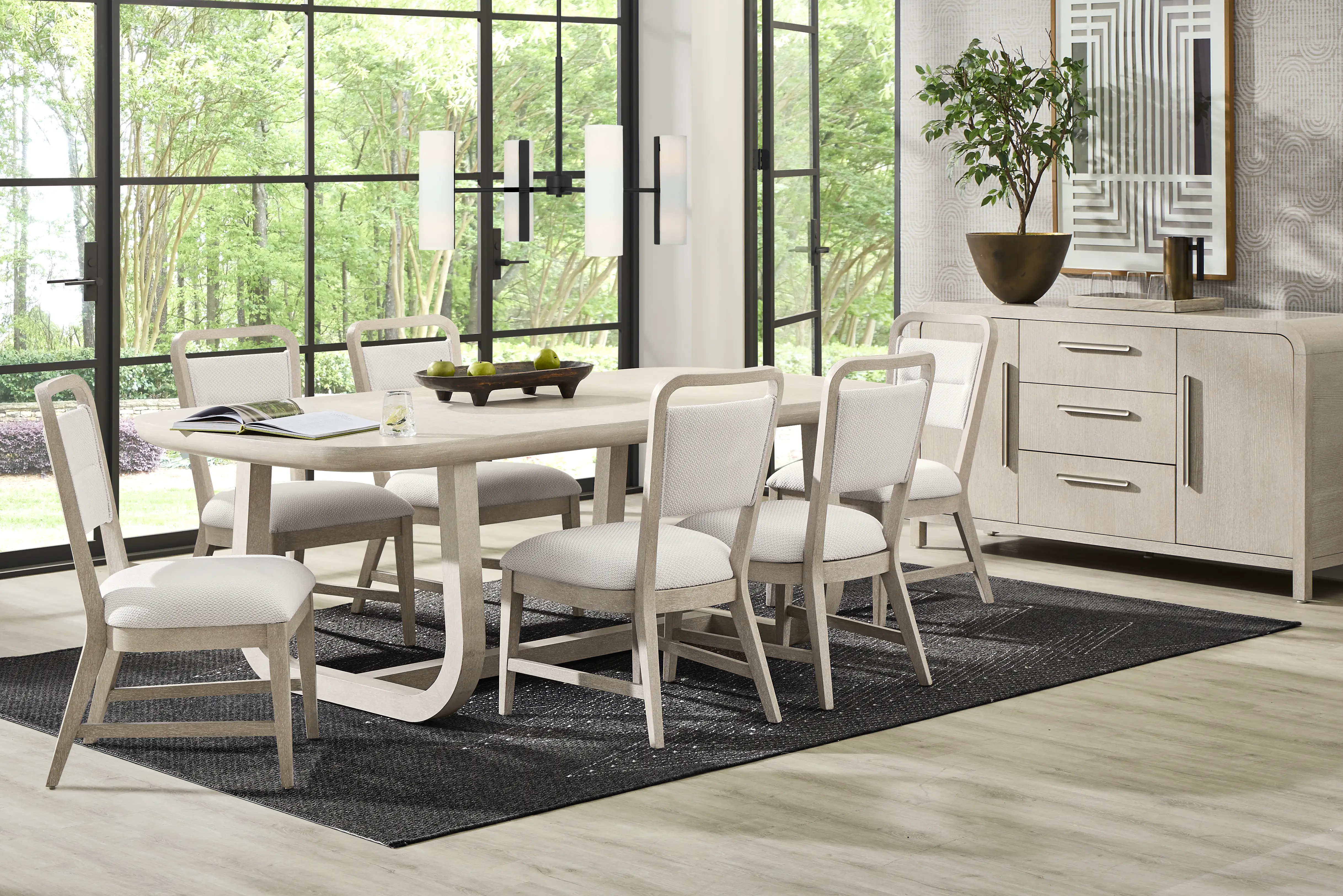 Canyon Light Gray 8 Pc Dining Room with Upholstered Chairs - Thumbnail - Image 1