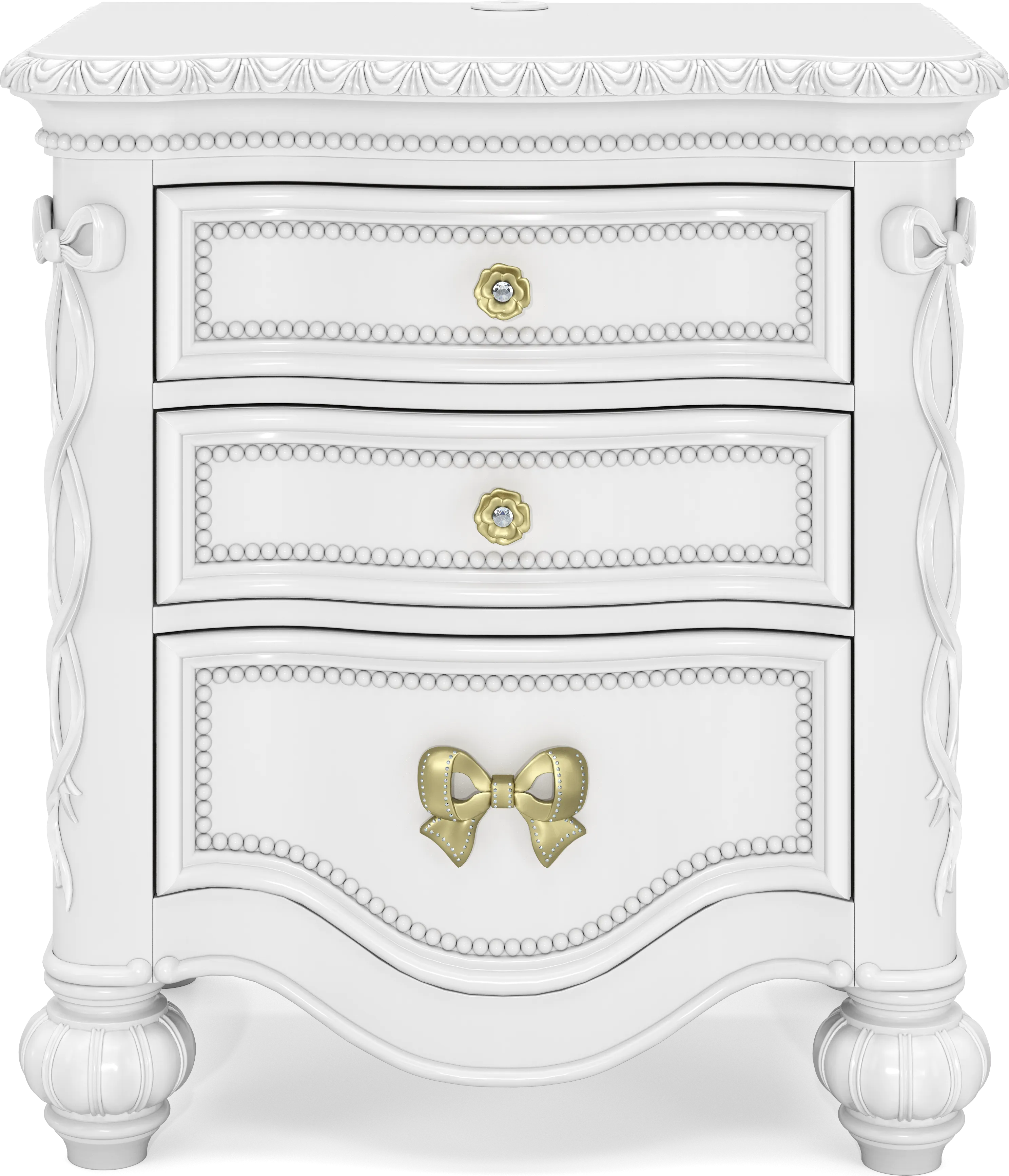 Disney Princess Sparkle White 3 Drawer Nightstand - Thumbnail - Image 1