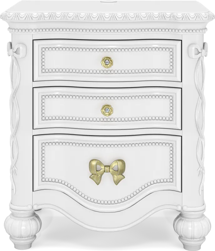Disney Princess Sparkle White 3 Drawer Nightstand