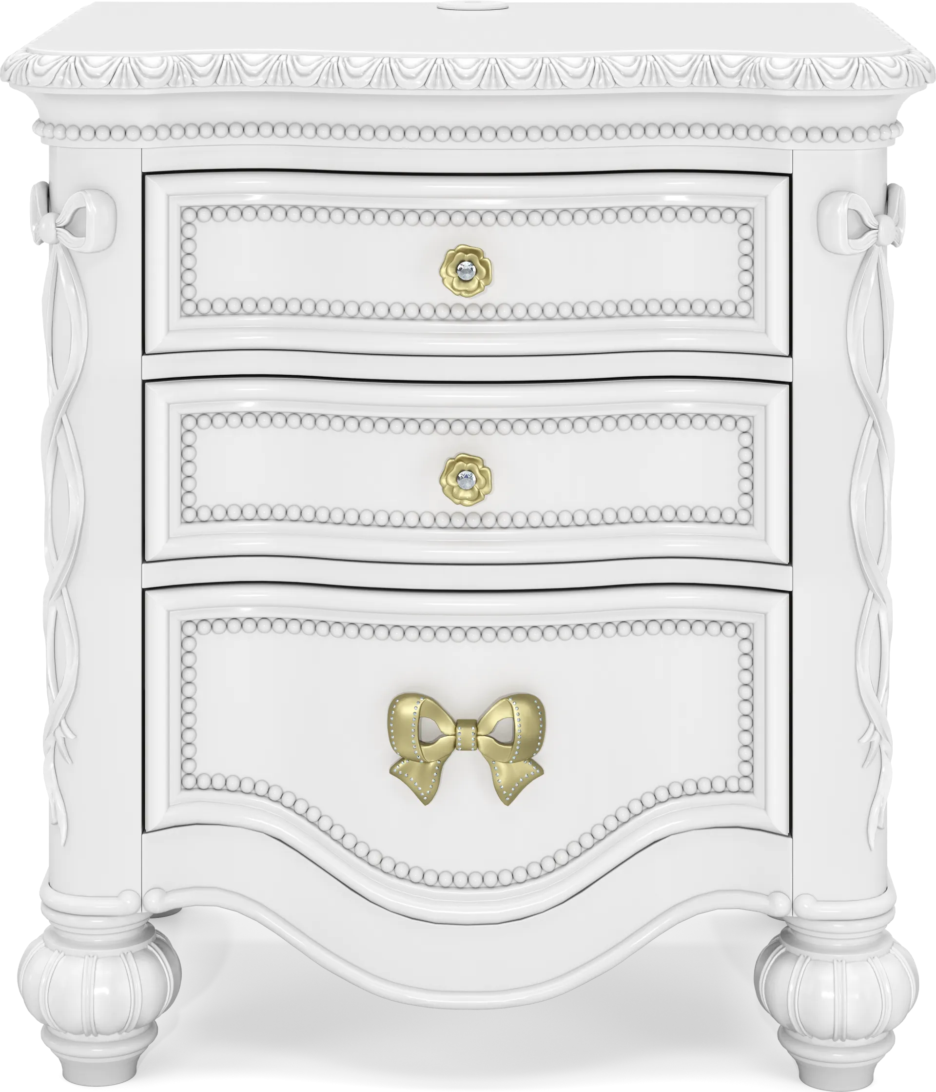 Disney Princess Sparkle White 3 Drawer Nightstand - Image 1
