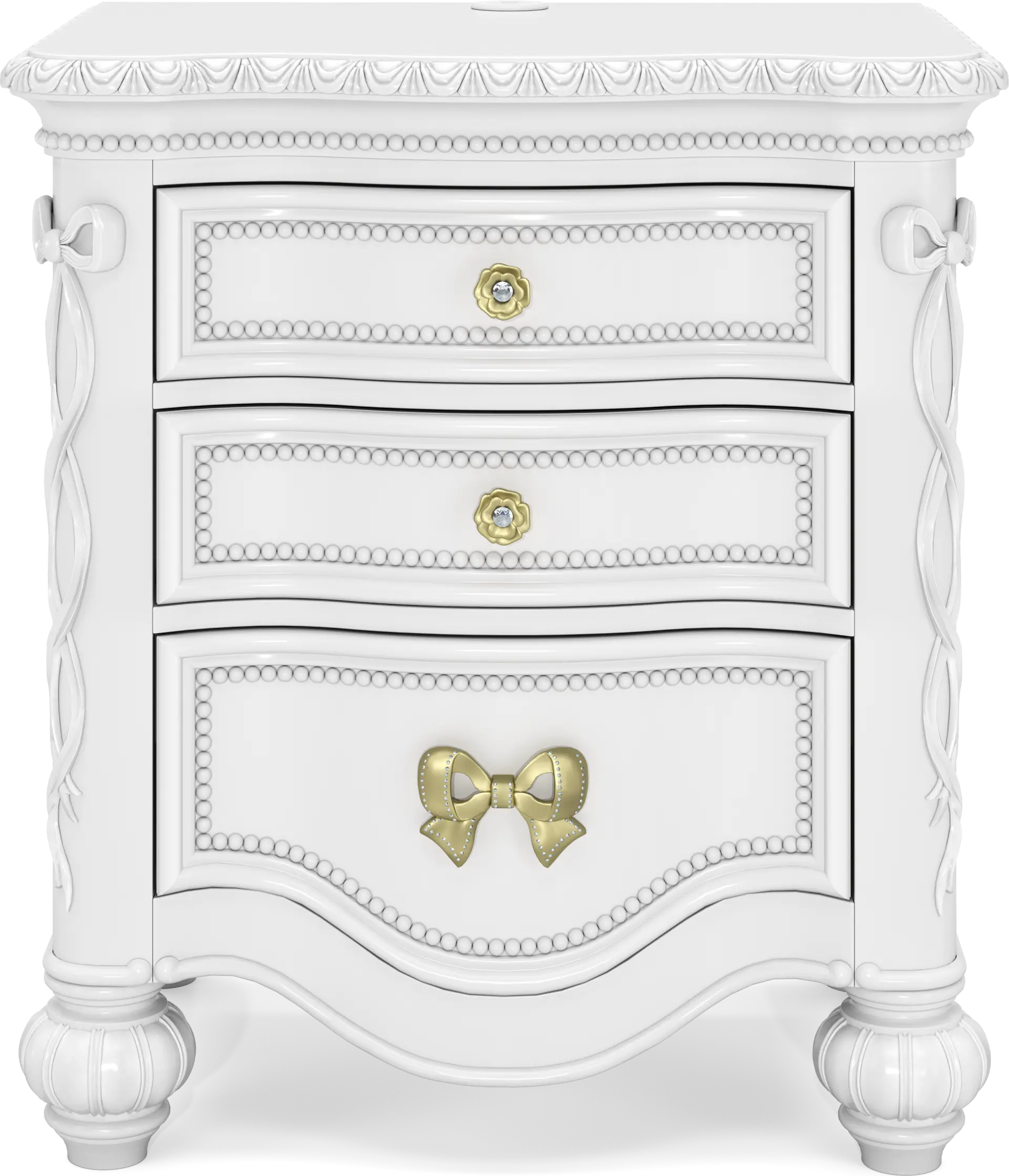 Disney Princess Sparkle White 3 Drawer Nightstand
