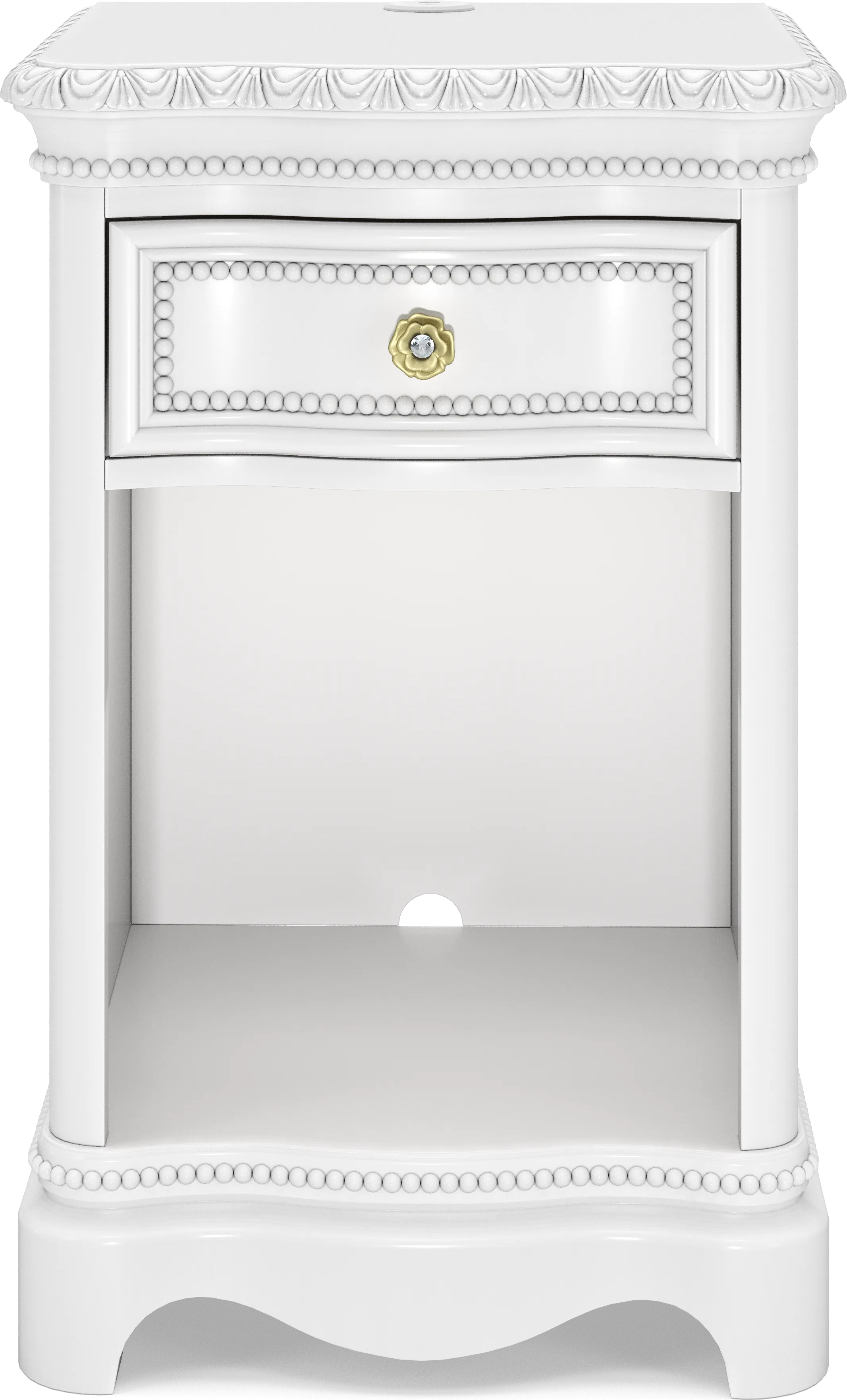 Disney Princess Sparkle White Single Drawer Nightstand - Thumbnail - Image 1