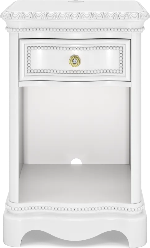 Disney Princess Sparkle White Single Drawer Nightstand