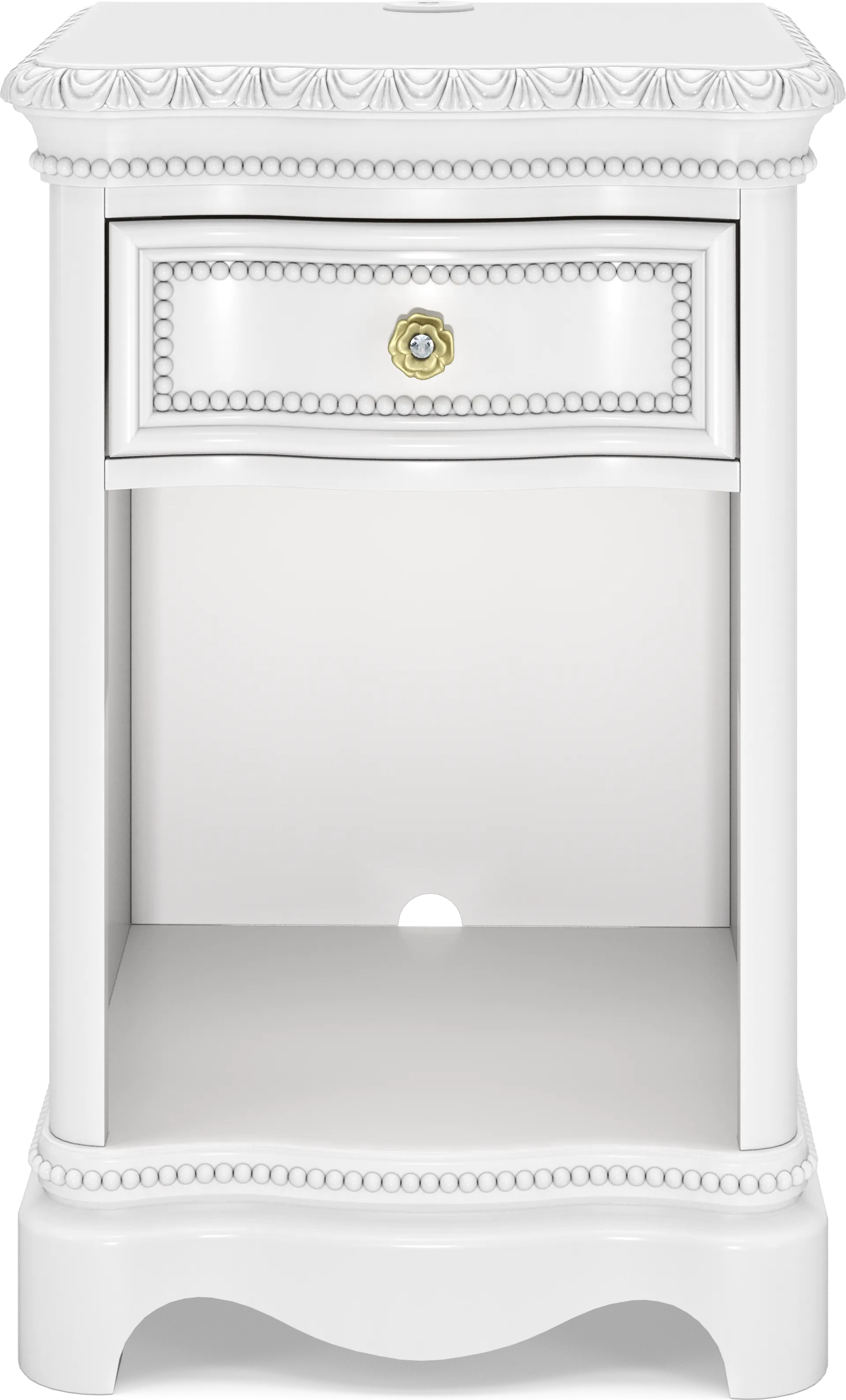 Disney Princess Sparkle White Single Drawer Nightstand - Image 1