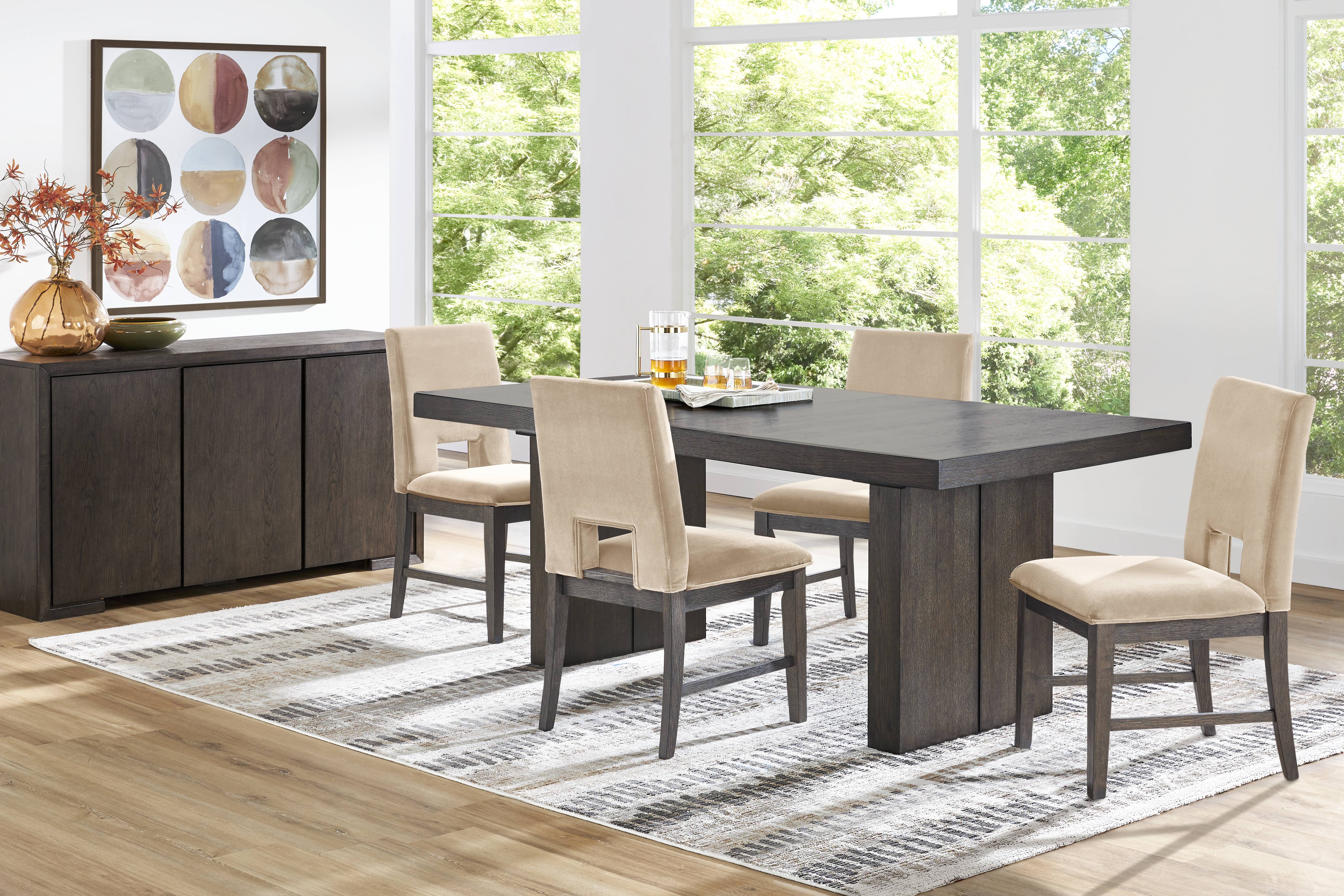 Angelica Brown 5 Pc Dining Room with Tan Side Chairs - Thumbnail - Image 1