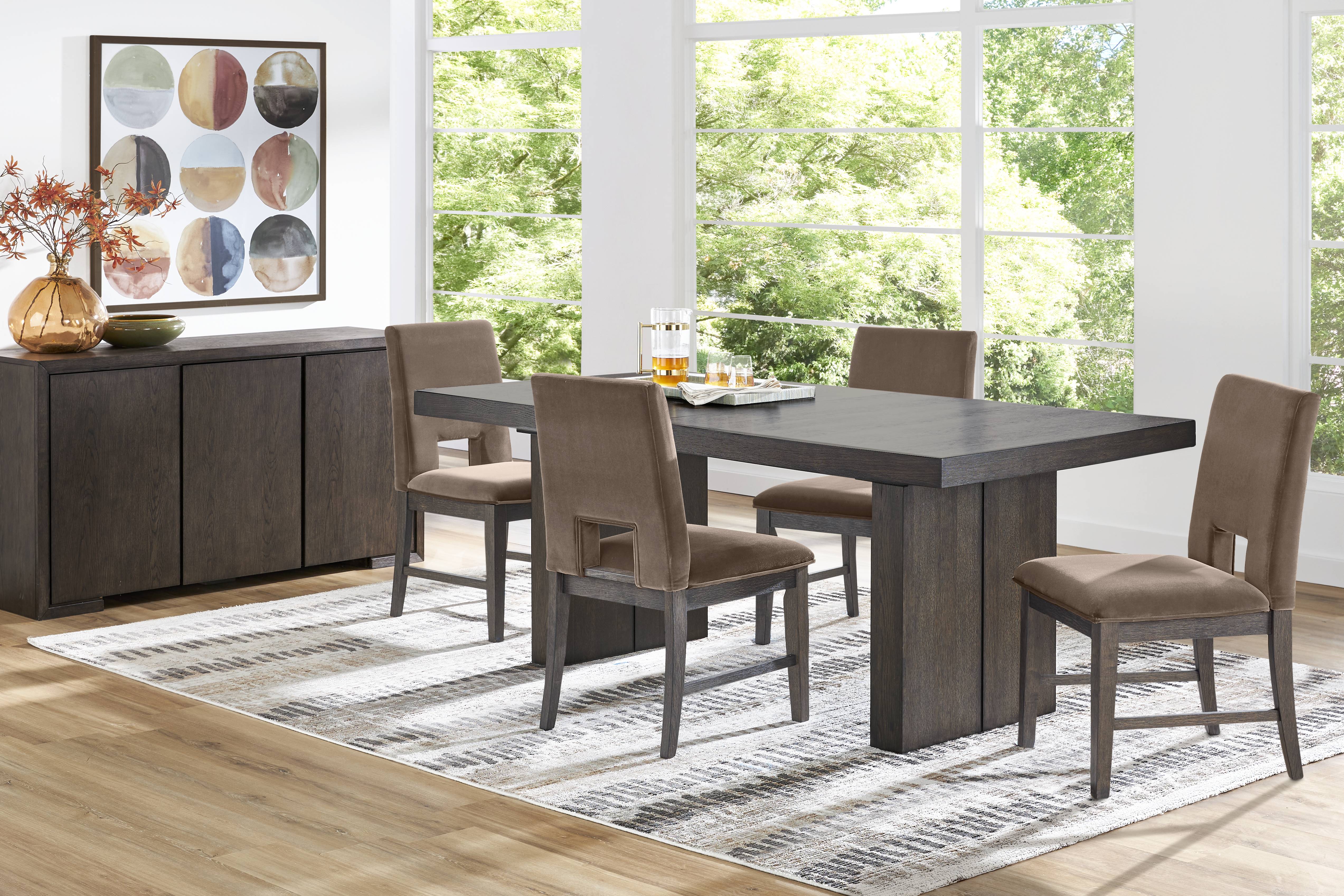 Angelica Brown 5 Pc Dining Room with Mink Side Chairs - Thumbnail - Image 1