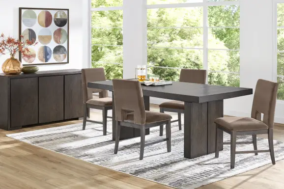 Angelica Brown 5 Pc Dining Room with Mink Side Chairs