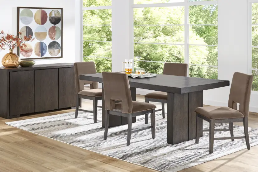 Angelica Brown 5 Pc Dining Room with Mink Side Chairs