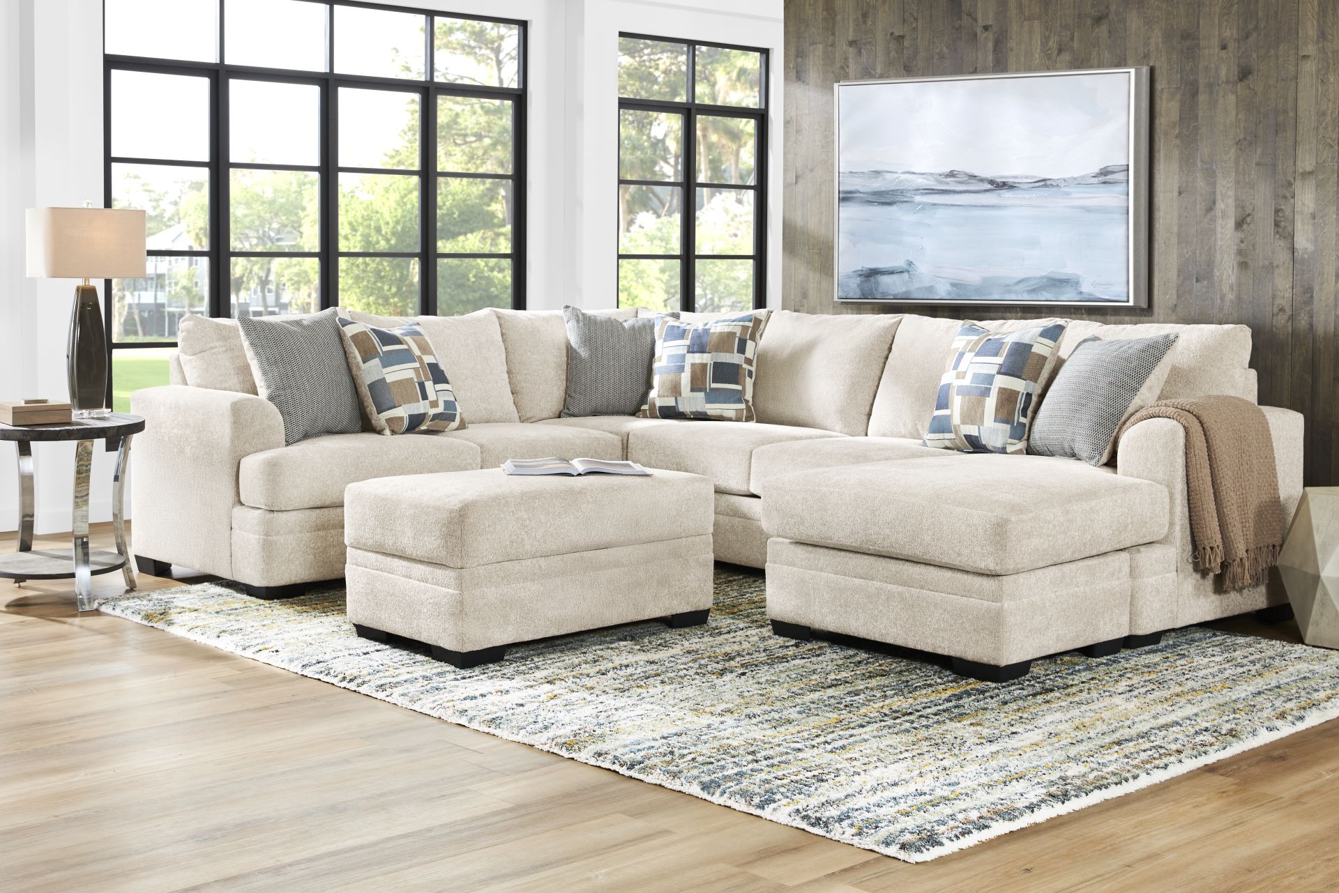 Copley Place Linen 3 Pc Sleeper Sectional Living Room - Image 1
