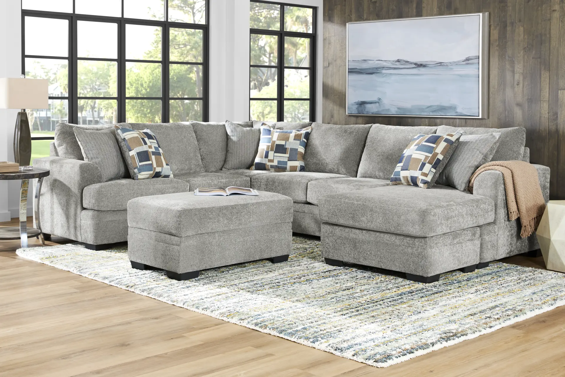 Copley Place Slate 3 Pc Sleeper Sectional Living Room