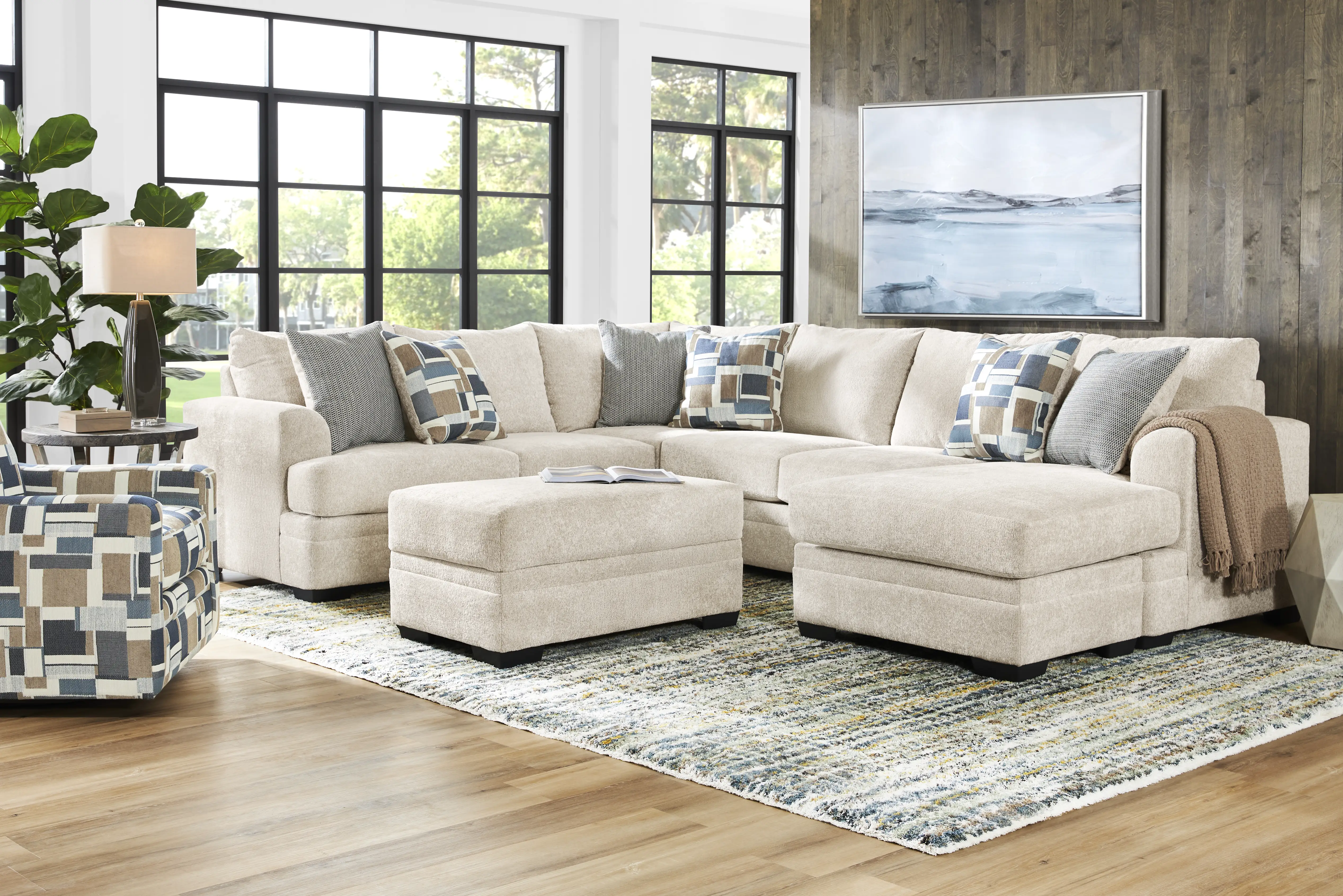 Copley Place Linen 6 Pc Sectional Living Room - Thumbnail - Image 1