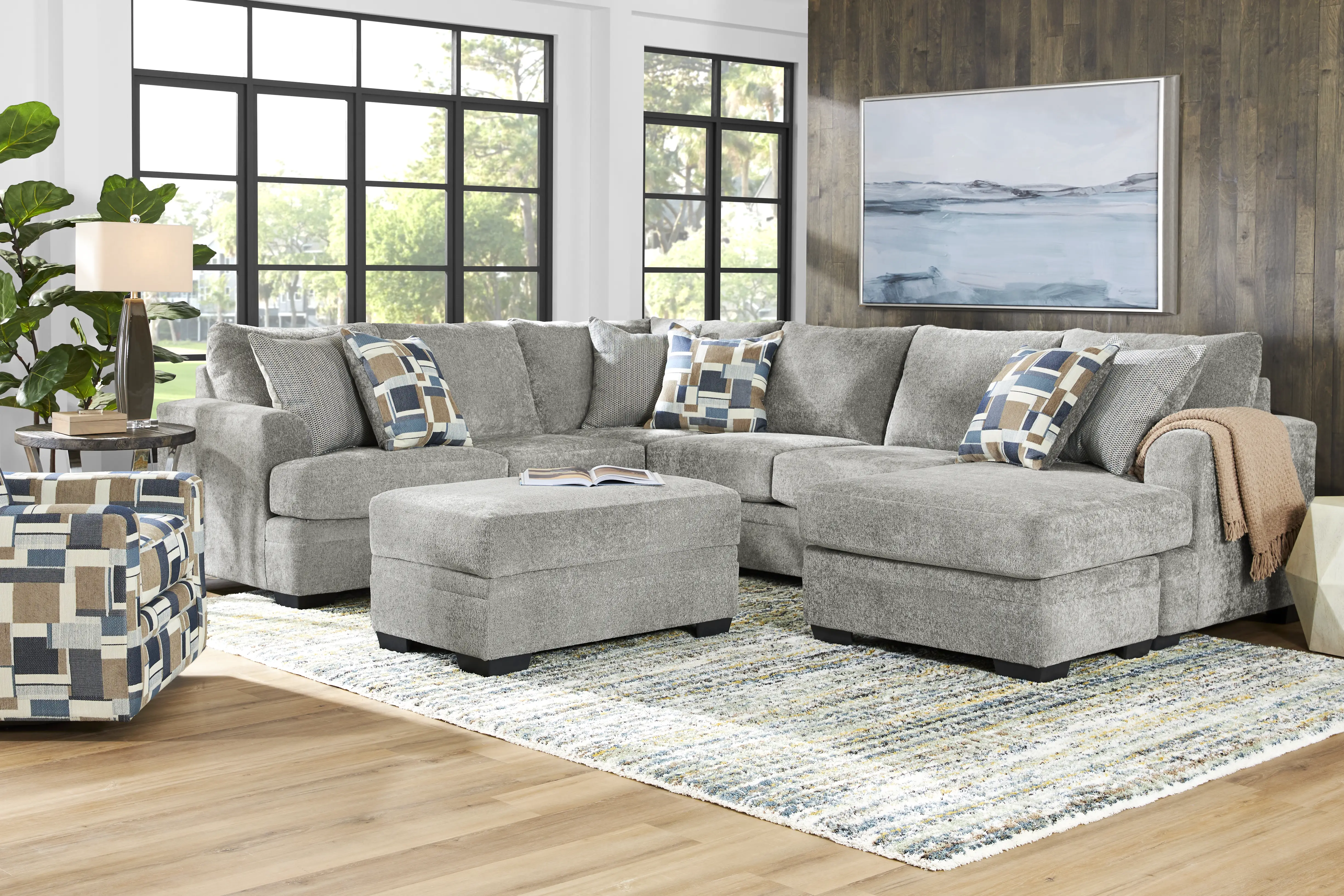 Copley Place Slate 6 Pc Sectional Living Room - Thumbnail - Image 1