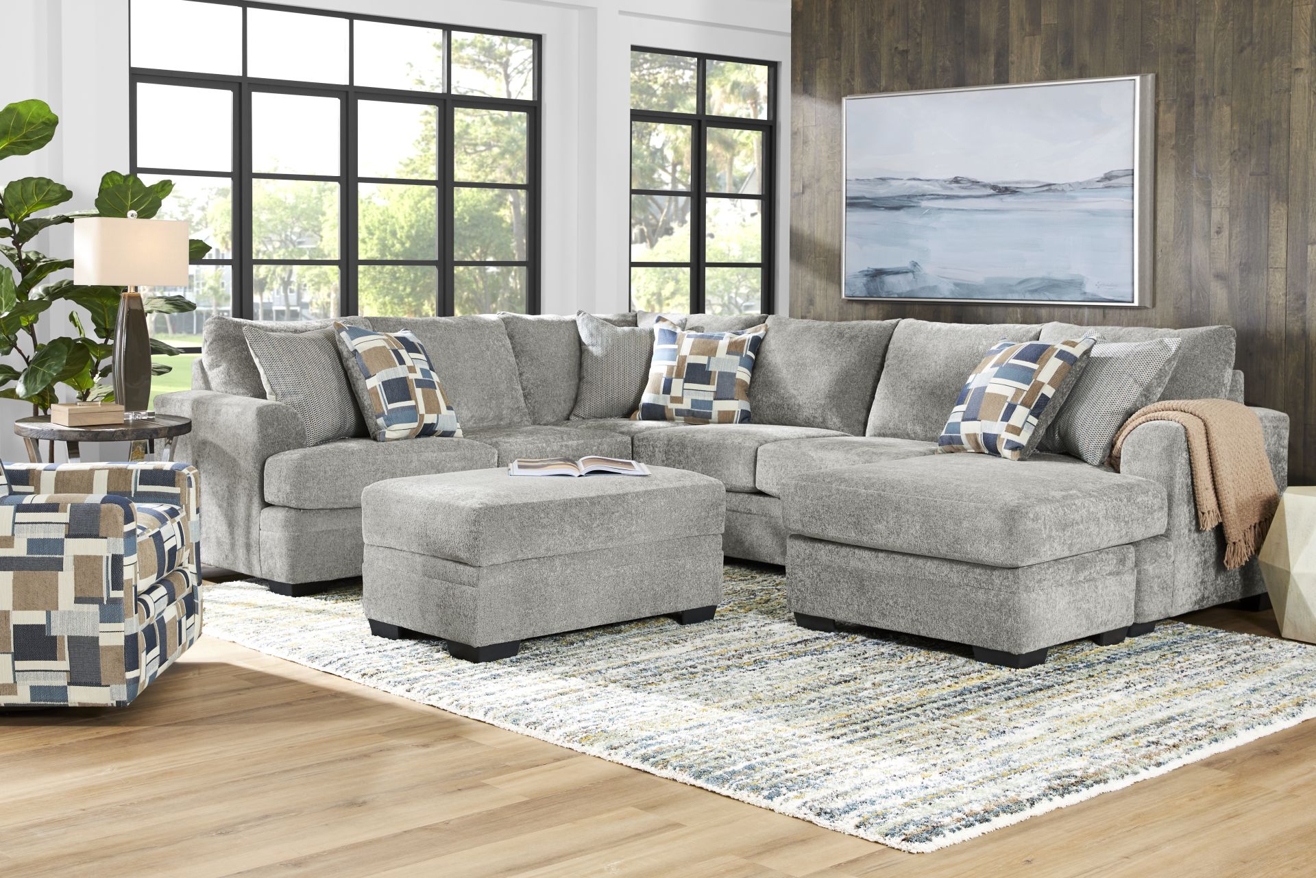 Copley Place Slate 4 Pc Sectional Living Room - Image 1