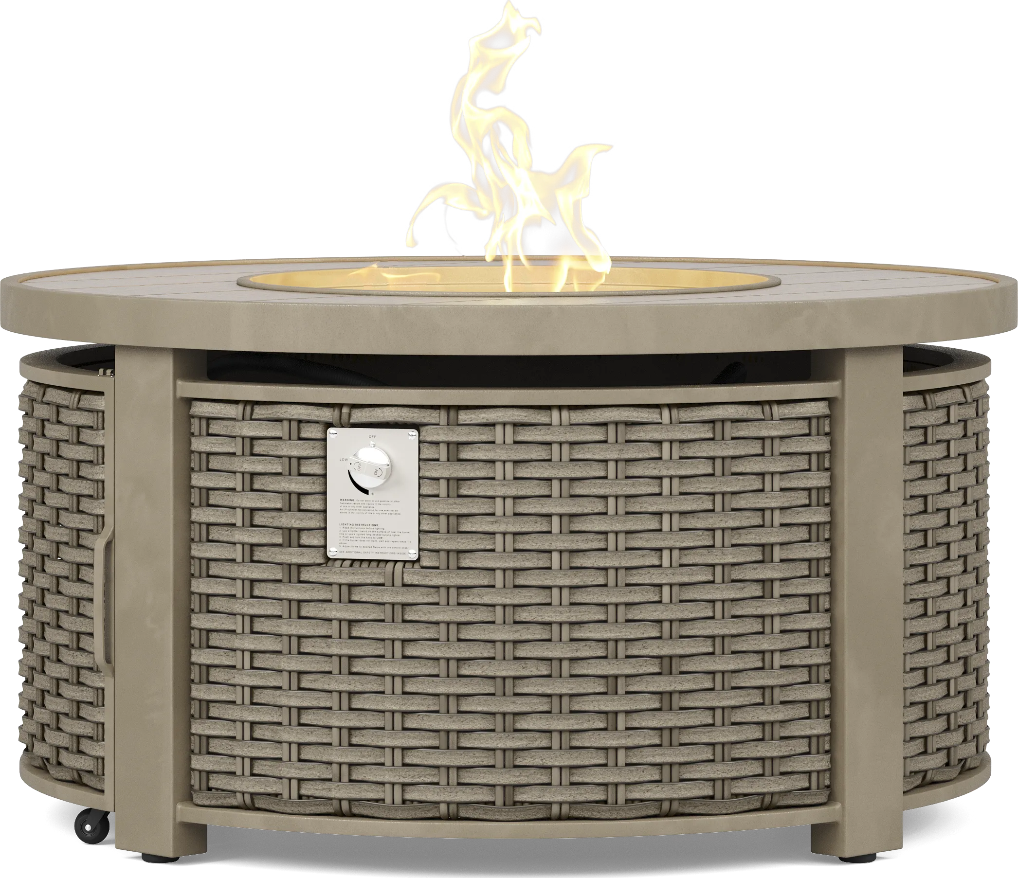 Siesta Key Driftwood 5 Pc Outdoor Fire Pit Seating Set with Indigo Cushions - Thumbnail - Image 2