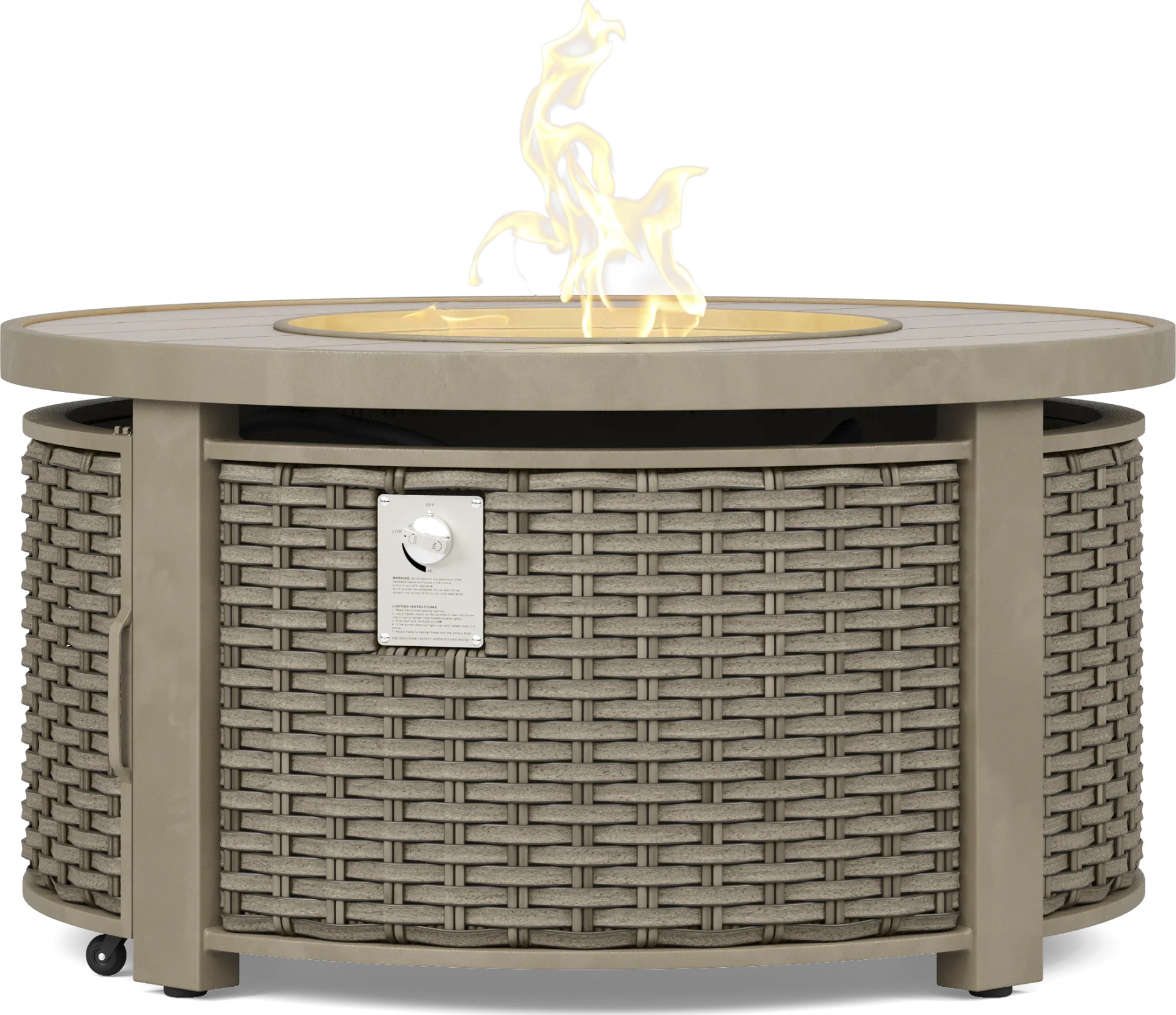 Siesta Key Driftwood 5 Pc Outdoor Fire Pit Seating Set with Indigo Cushions - Image 2