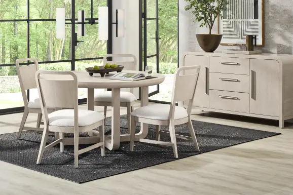 Canyon Light Gray 5 Pc Round Dining Room with Panel Back Chairs