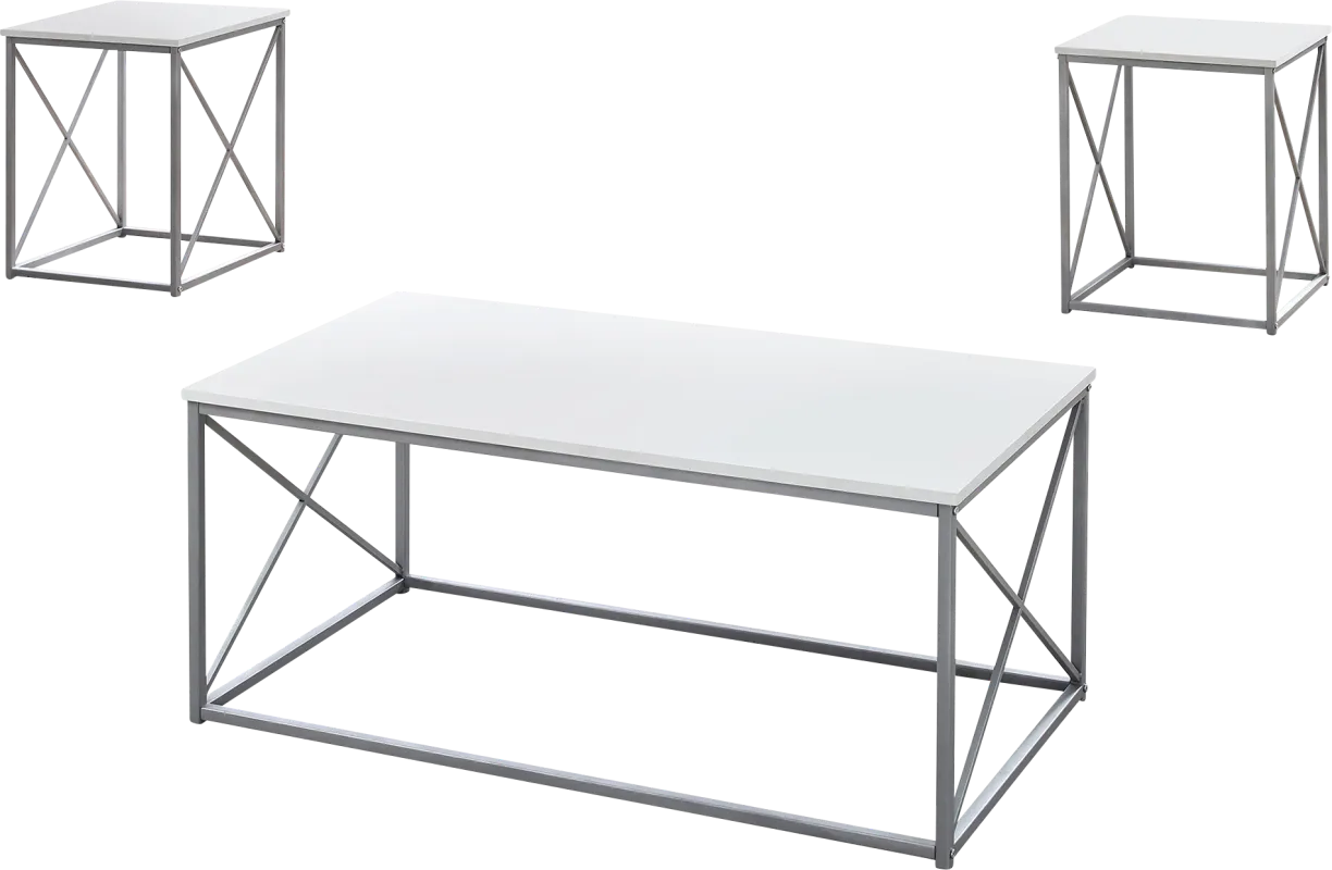 Valburn White 3 Pc Table Set