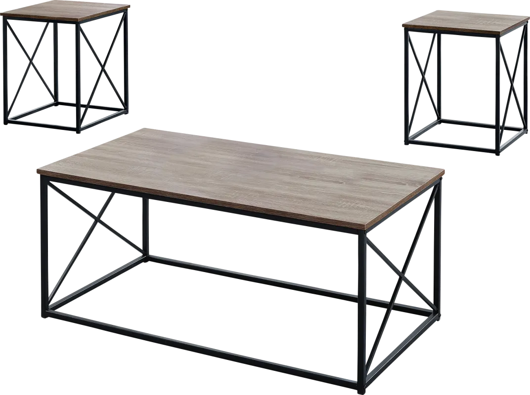 Valburn Taupe 3 Pc Table Set