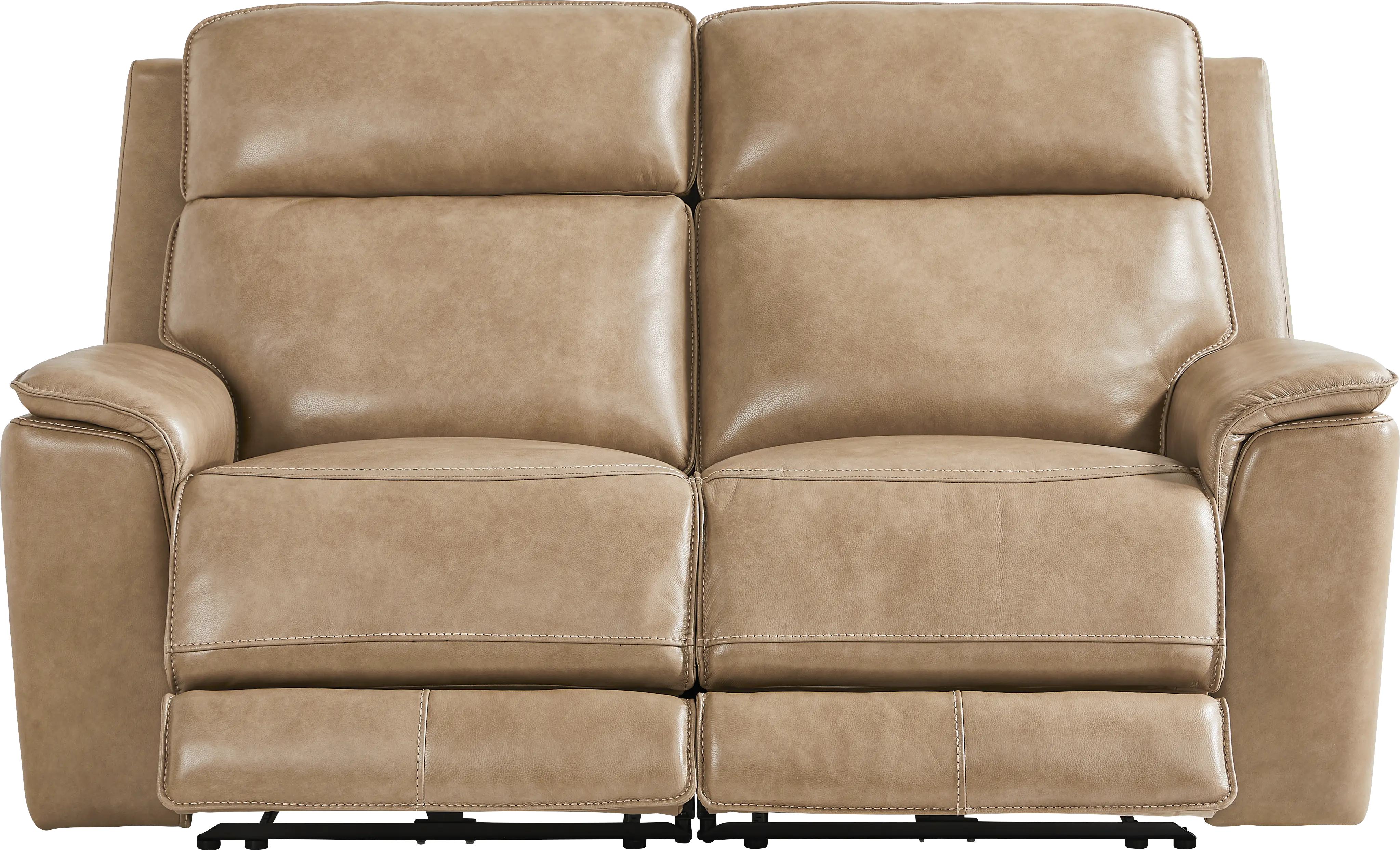 Magellan Sand Leather Dual Power Reclining Loveseat - Thumbnail - Image 1