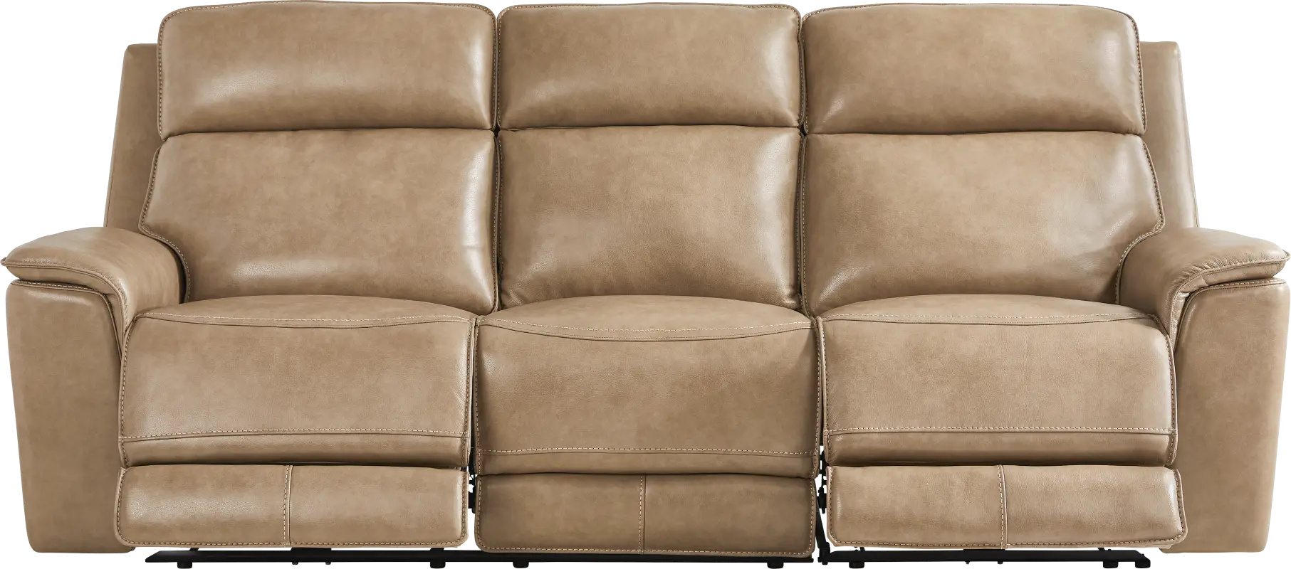 Magellan Sand Leather Dual Power Reclining Sofa