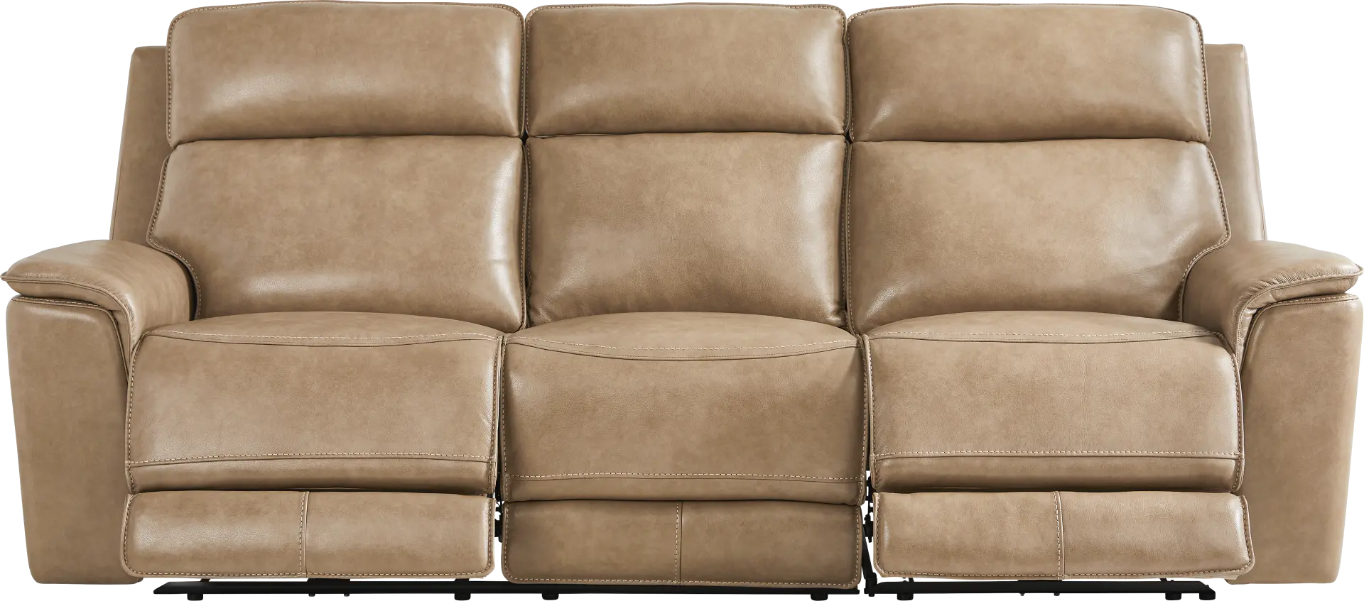 Magellan Sand Leather Dual Power Reclining Sofa