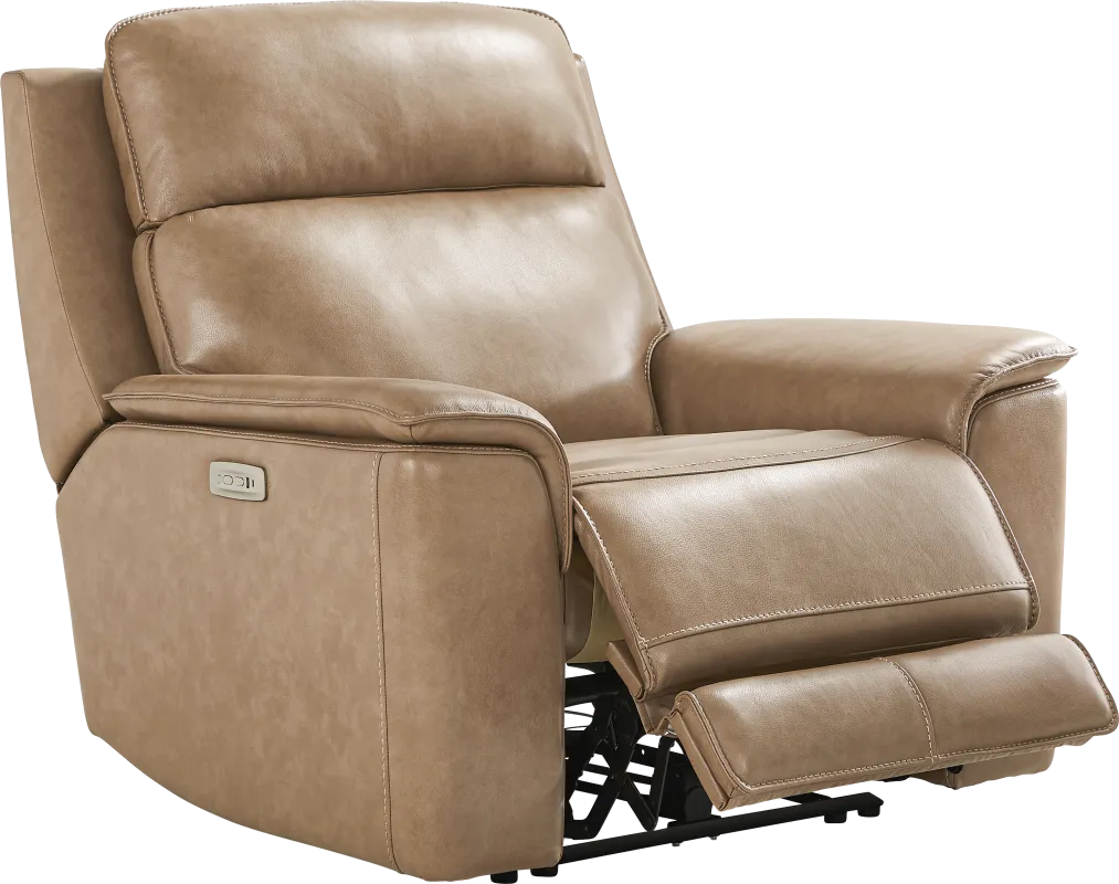 Magellan Sand Leather Dual Power Recliner
