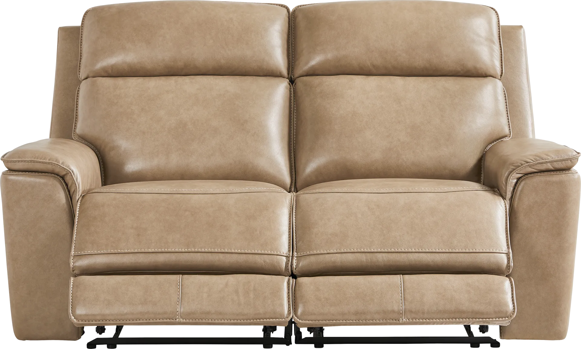 Magellan Sand Leather 7 Pc Reclining Living Room with Dual Power Reclining Sofa - Image 10