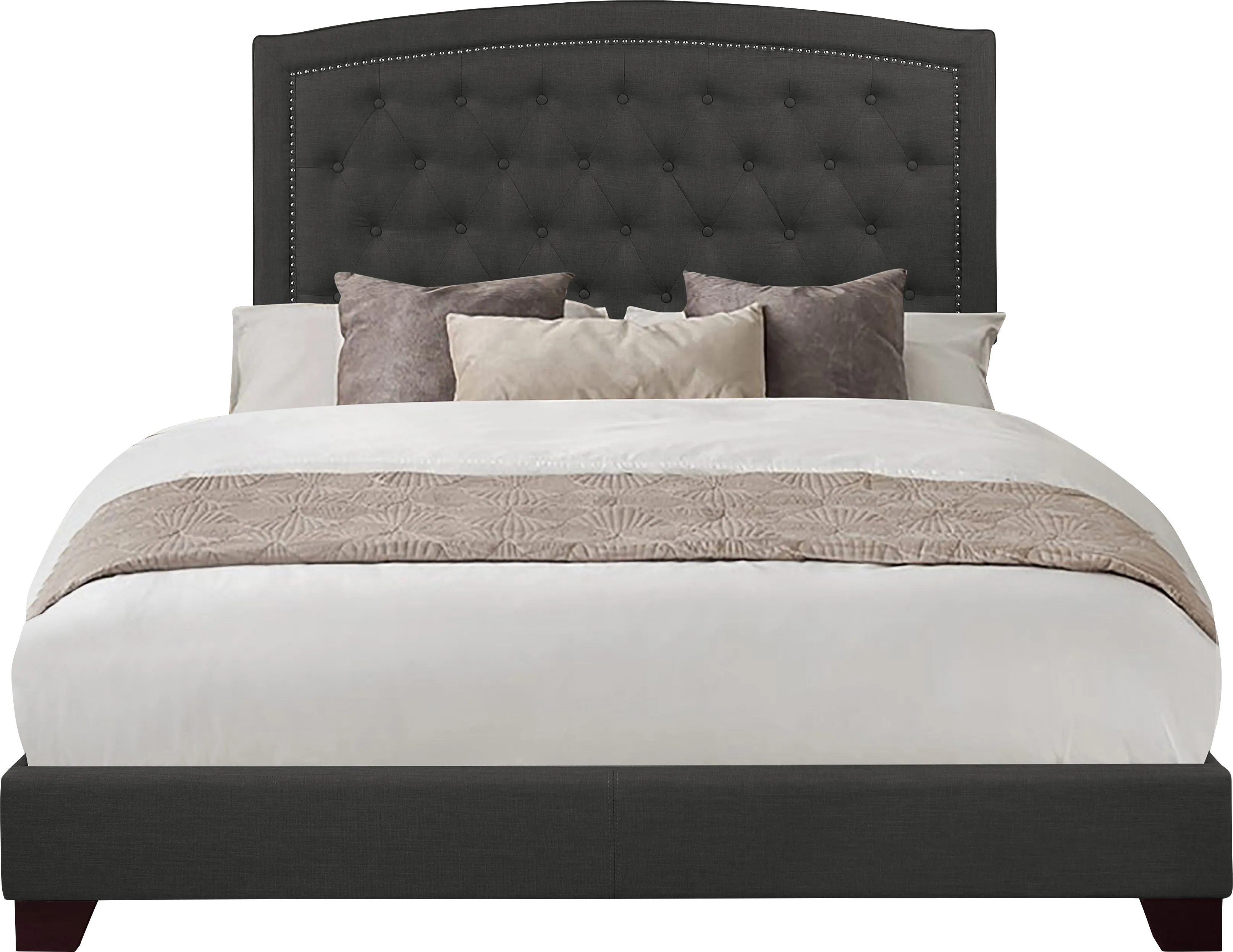 Juneberry Dark Gray Queen Upholstered Bed - Thumbnail - Image 1