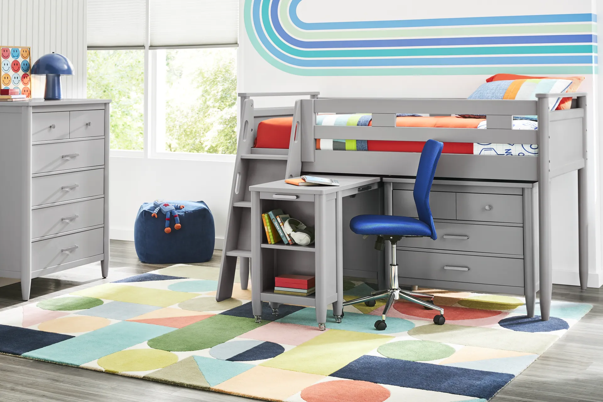 Kids Modern Colors Light Gray Caster Desk - Image 1