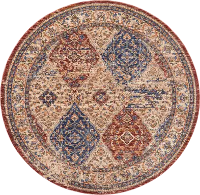 Kirman Cream 5' Round Rug