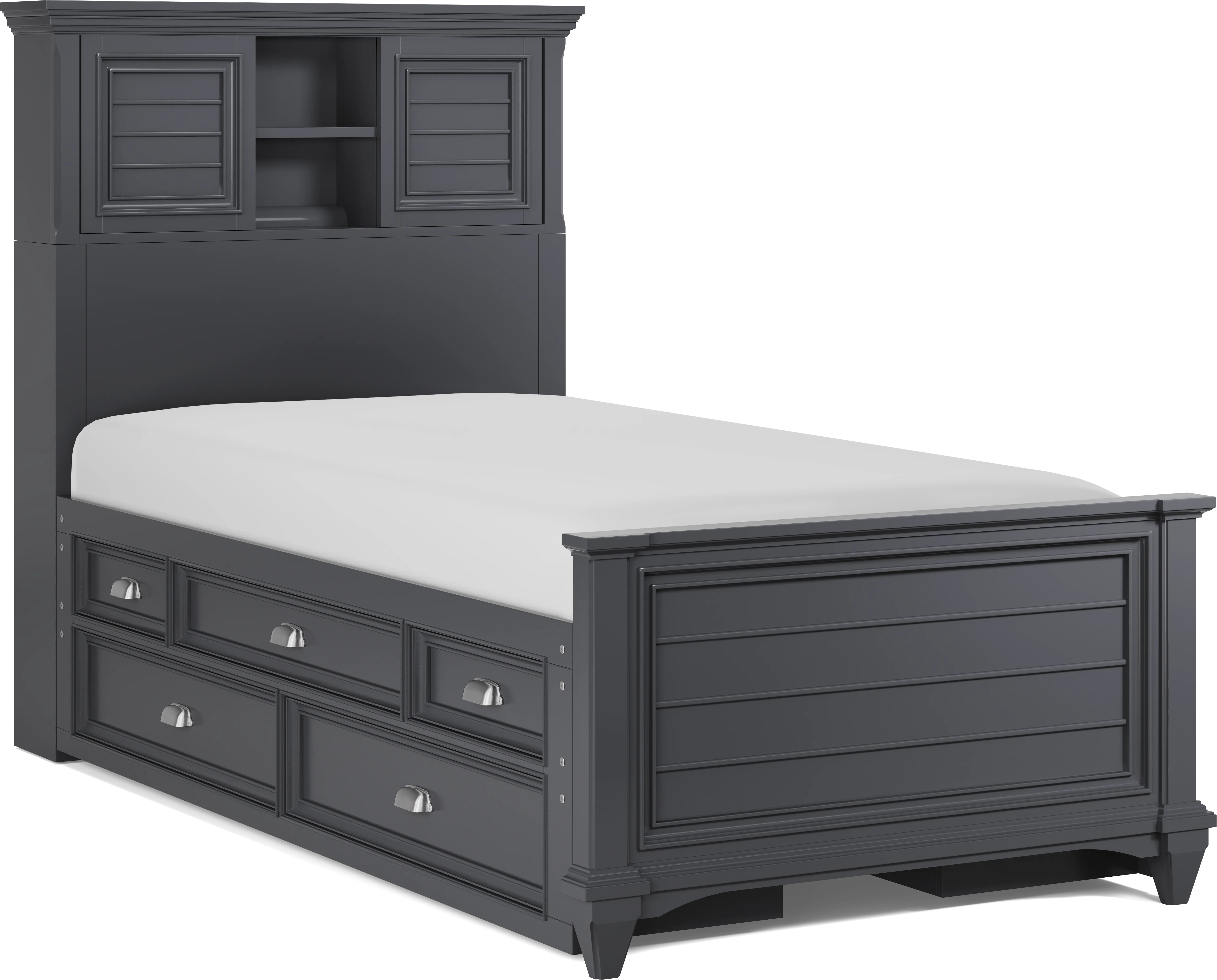 Kids Hilton Head Graphite Twin Bookcase Bed with Storage Side Rails - Thumbnail - Image 1