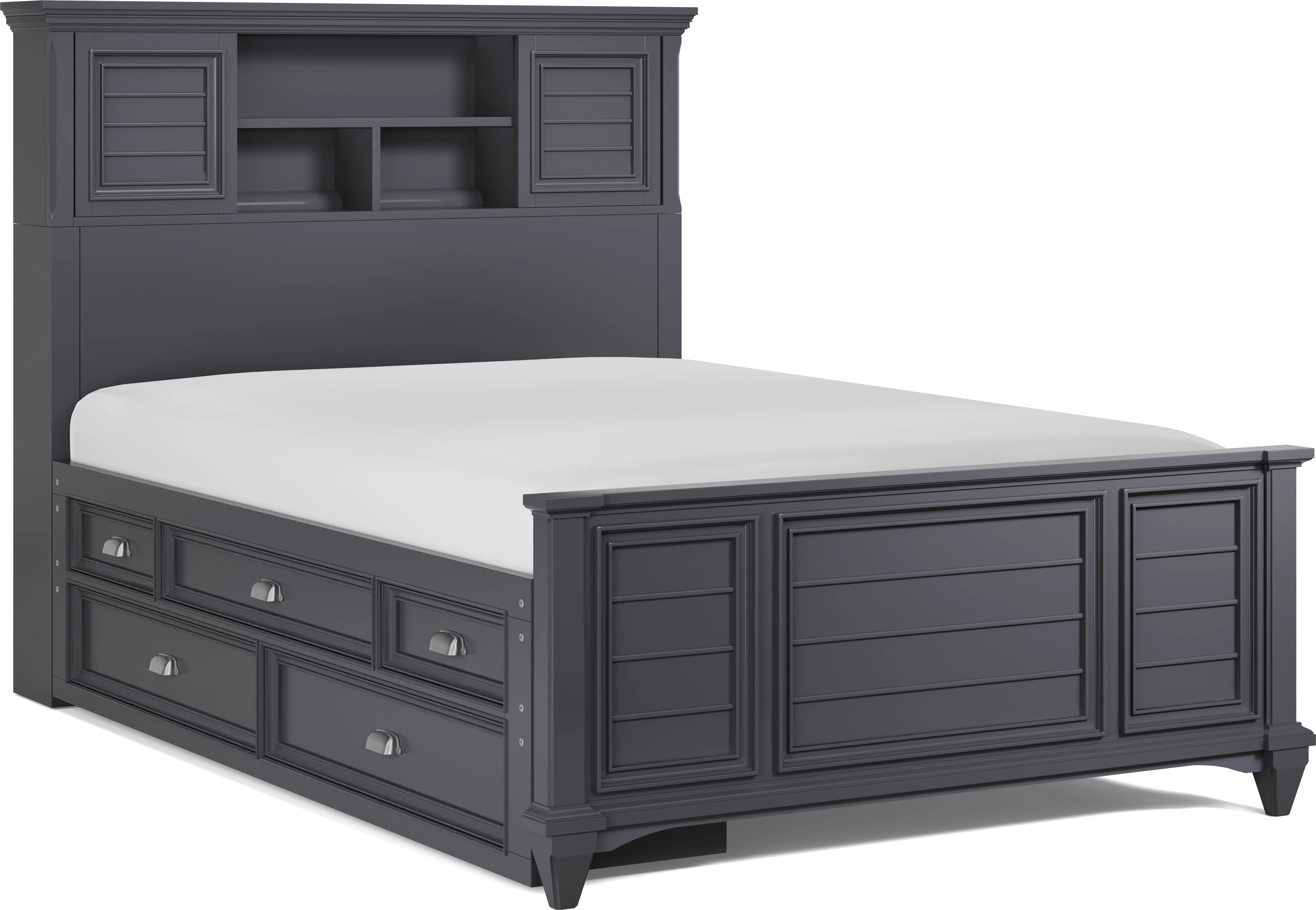 Kids Hilton Head Graphite Full Bookcase Bed with Storage Side Rail - Thumbnail - Image 1