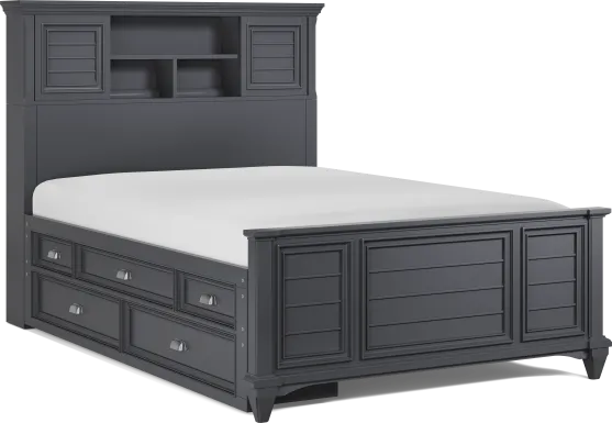 Kids Hilton Head Graphite Full Bookcase Bed with Storage Side Rail