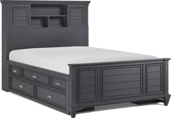 Kids Hilton Head Graphite Full Bookcase Bed with Storage Side Rails
