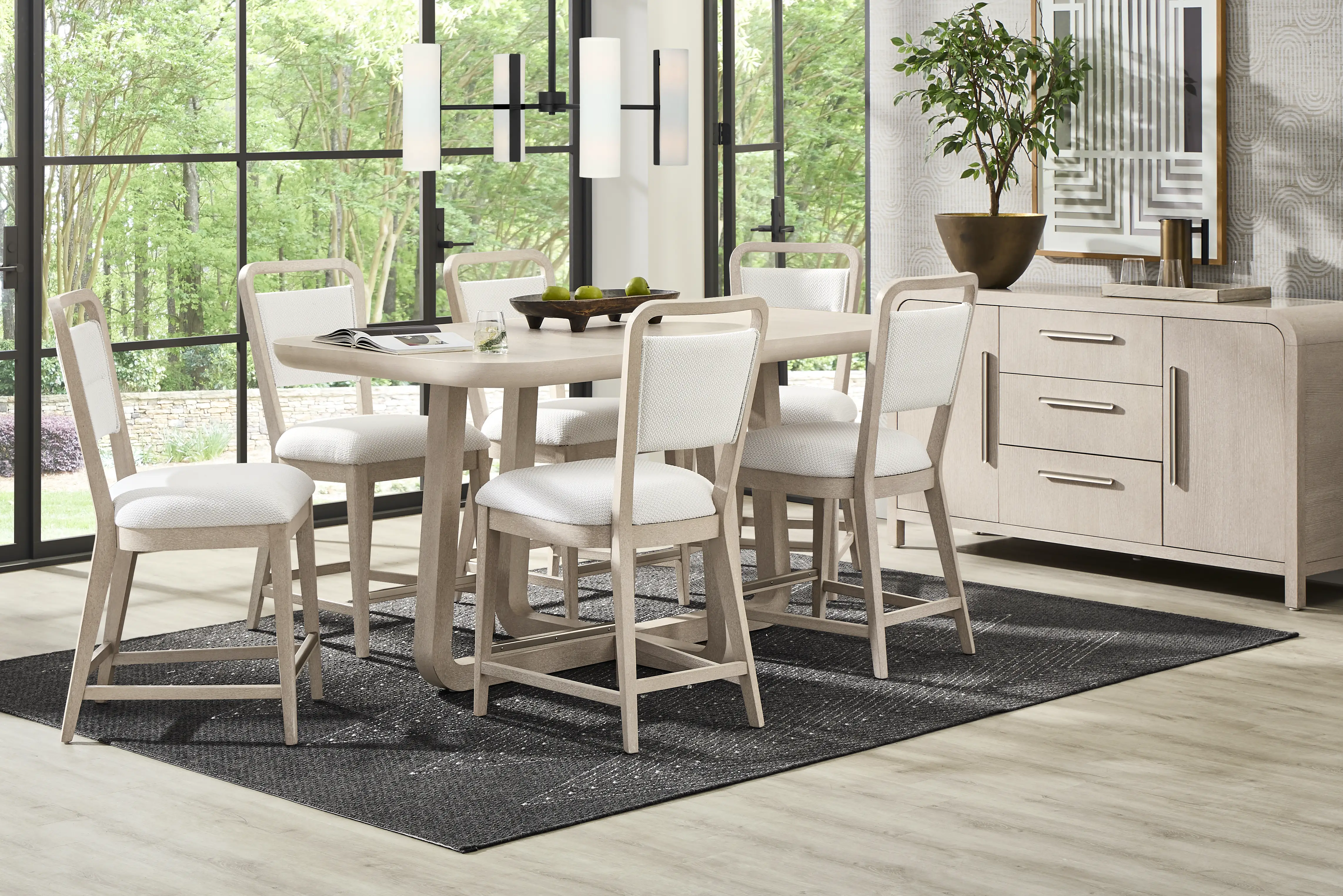 Canyon Light Gray 8 Pc Counter Height Dining Room with Upholstered Chairs - Thumbnail - Image 1