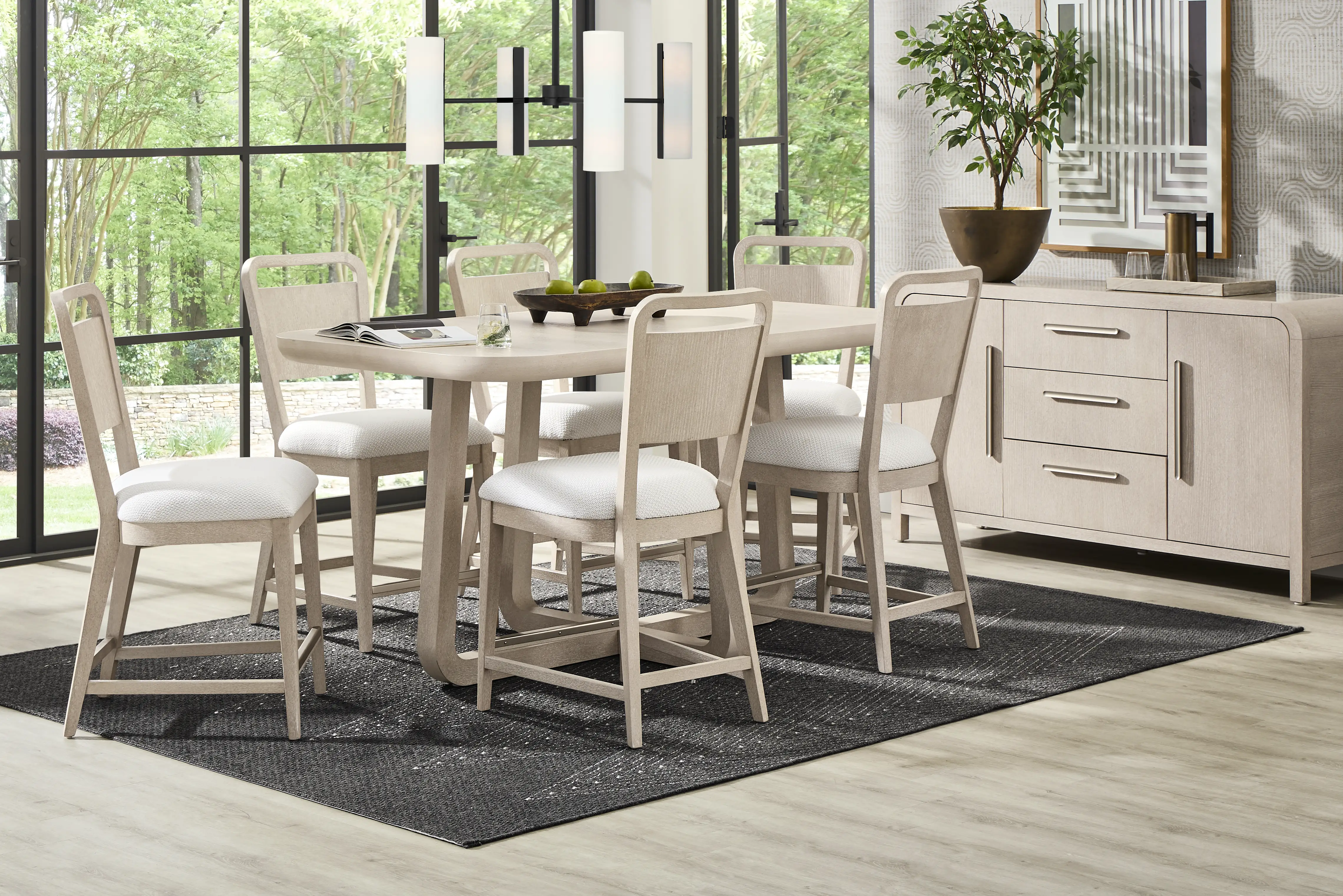 Canyon Light Gray 8 Pc Counter Height Dining Room with Panel Back Chairs - Thumbnail - Image 1