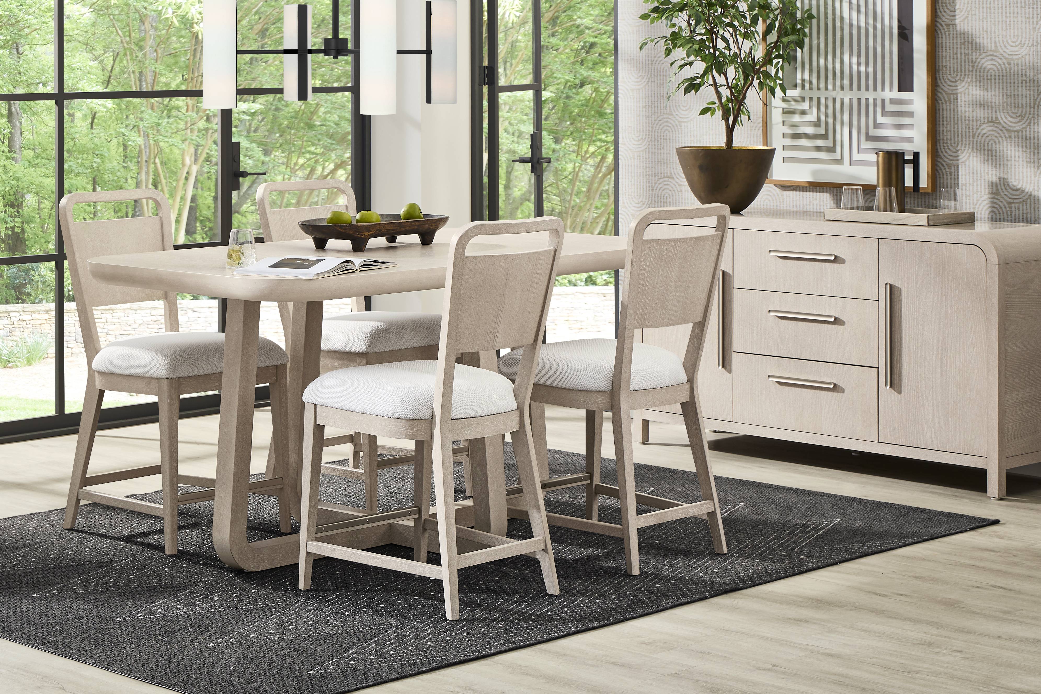 Canyon Light Gray 5 Pc Counter Height Dining Room with Panel Back Chairs - Thumbnail - Image 1