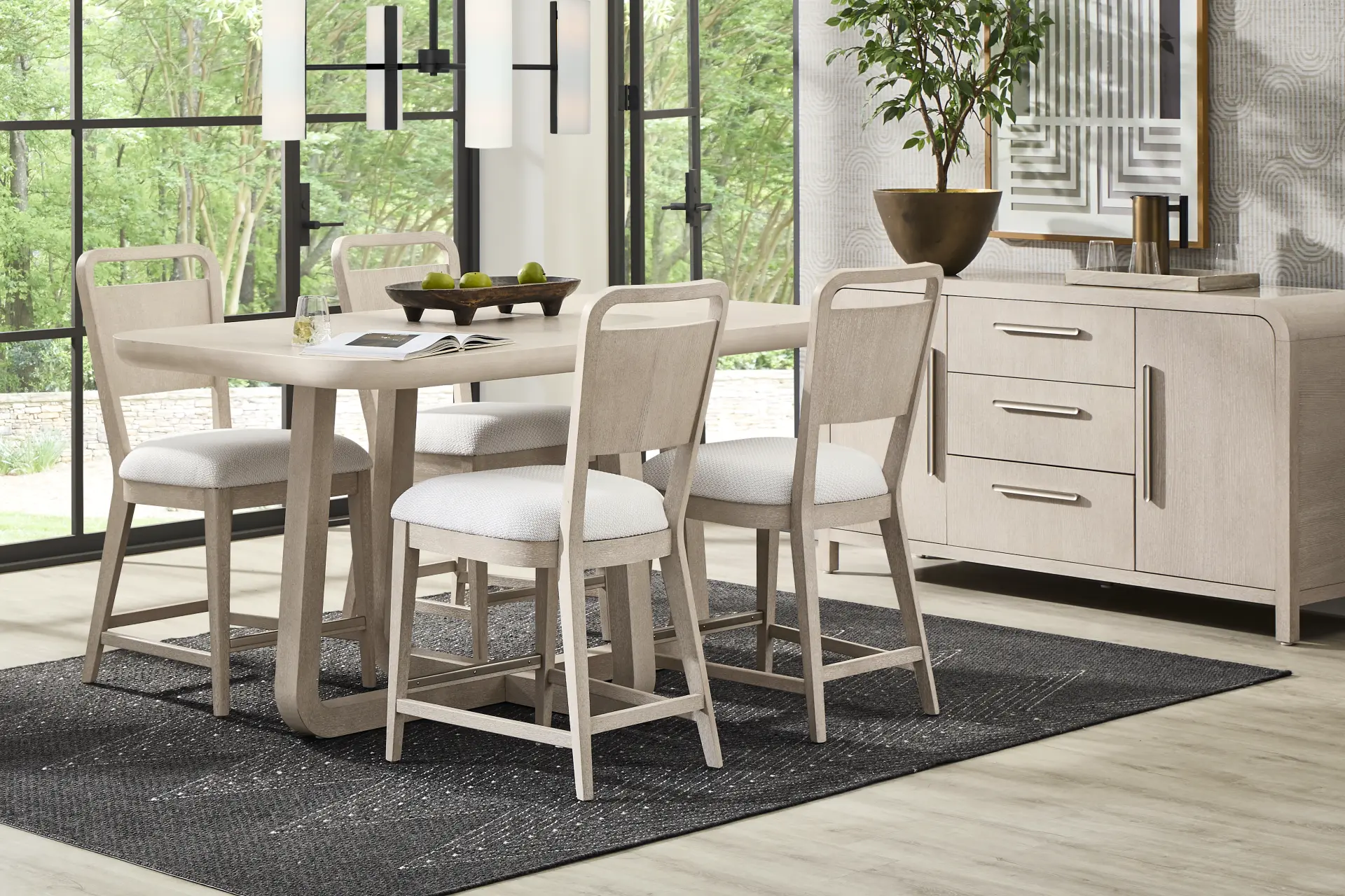 Canyon Light Gray 5 Pc Counter Height Dining Room with Panel Back Chairs