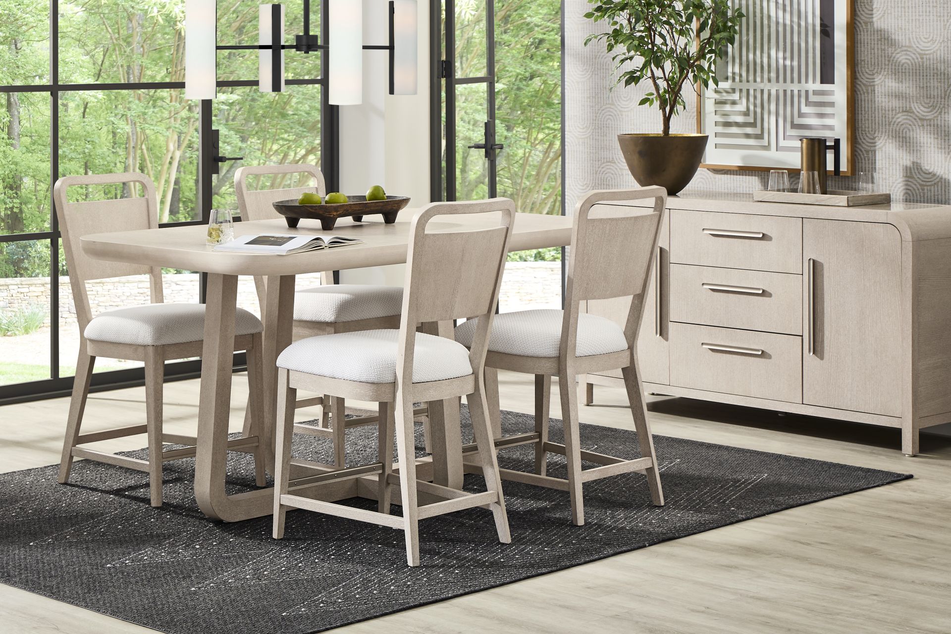Canyon Light Gray 5 Pc Counter Height Dining Room with Panel Back Chairs - Image 1